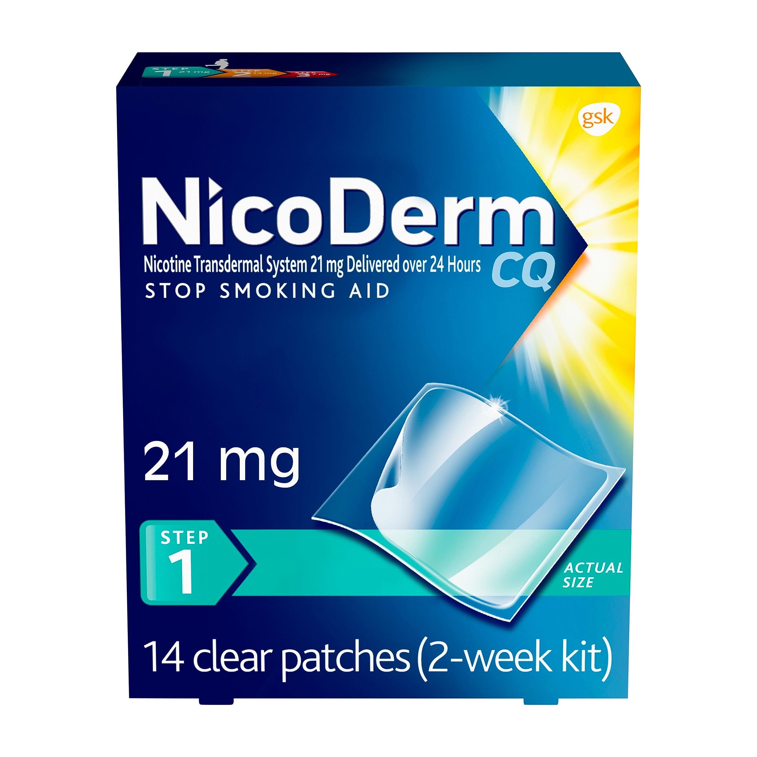 NicoDerm CQ Step 1 Nicotine Patches to Quit Smoking, 21mg, Stop Smoking NicoDermBuy Supplements Australia
