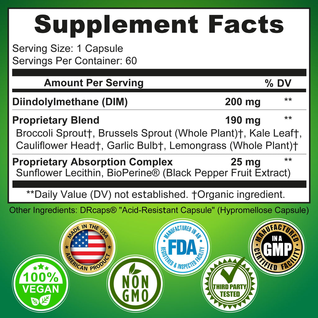 Optimal DIM 200mg Supplement for Women and Men - Made with Organic Whole Foods - Estrogen & Hormone Balance Support Diindolylmethane Complex - Maximum Absorption Delayed-Release Capsules - 60 Count SUPPLEMENTS STUDIOBuy Supplements Australia