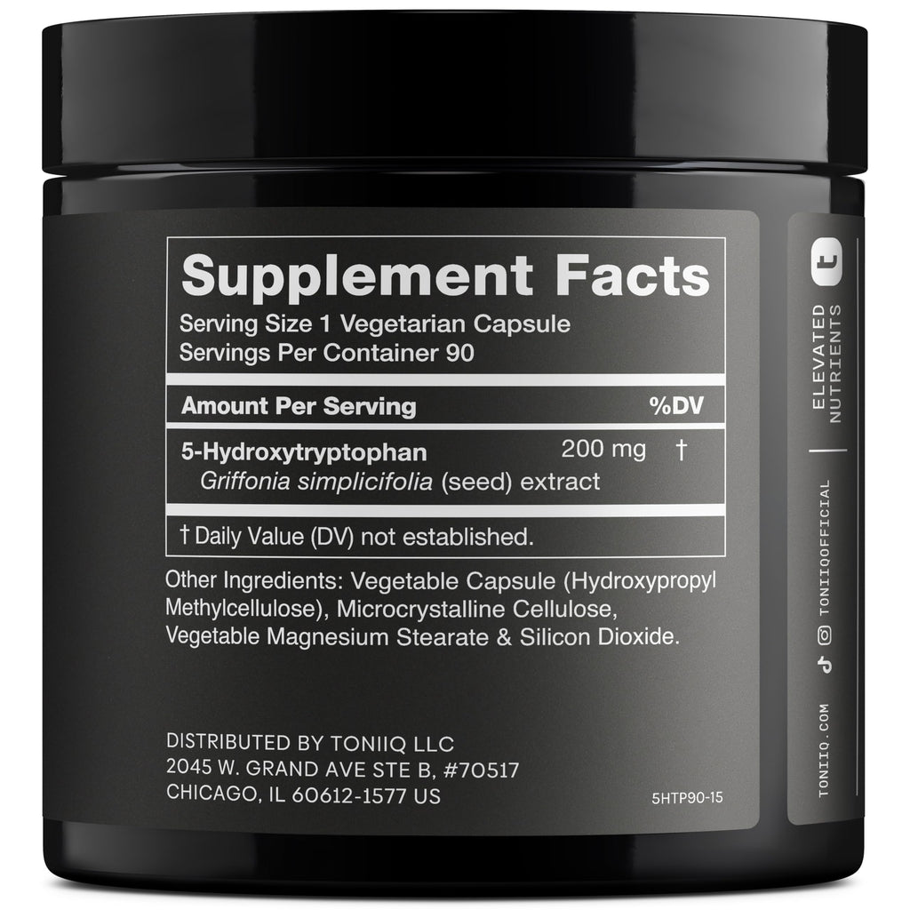 Toniiq Ultra High Strength 5HTP Capsules - 99%+ Highly Purified and Bioavailable - 12:1 Concentrated Extract - 200mg - 90 Veggie Capsules Toniiq buy supplements Au