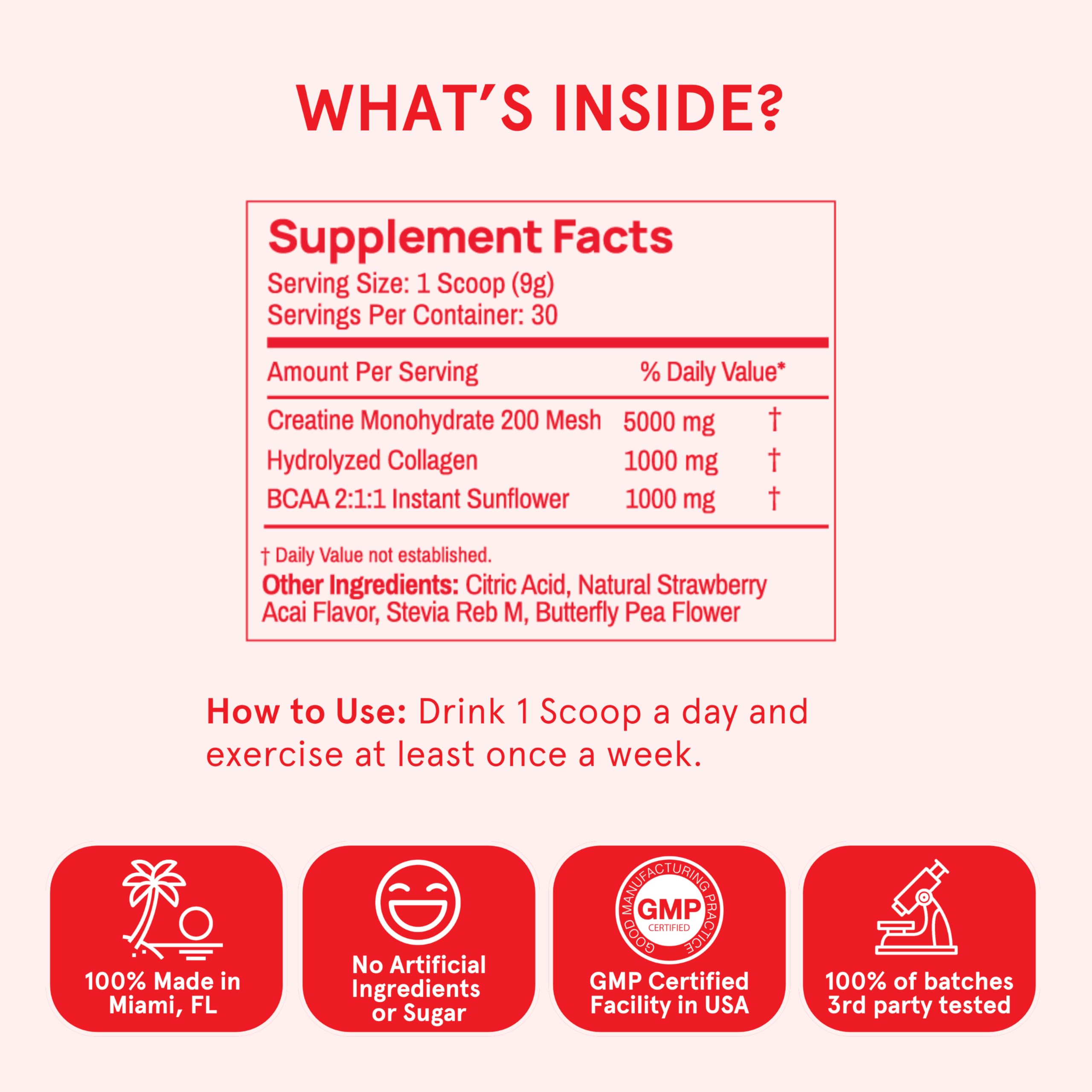 Peach Perfect Creatine Blend for Women – Micronized Creatine Monohydrate with BCAA & Collagen for Glute Strength Support – Strawberry Acai – 30 Servings Peach PerfectBuy Supplements Australia
