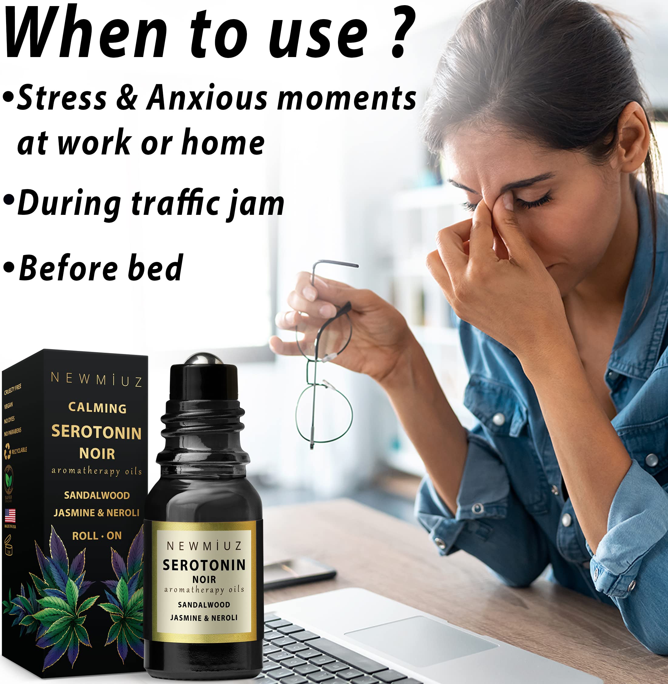 Calm Roll on Essential Oil Stress Relief Sandalwood Jasmine Destress Relaxation Calming Rolle New MiuzBuy Supplements Australia