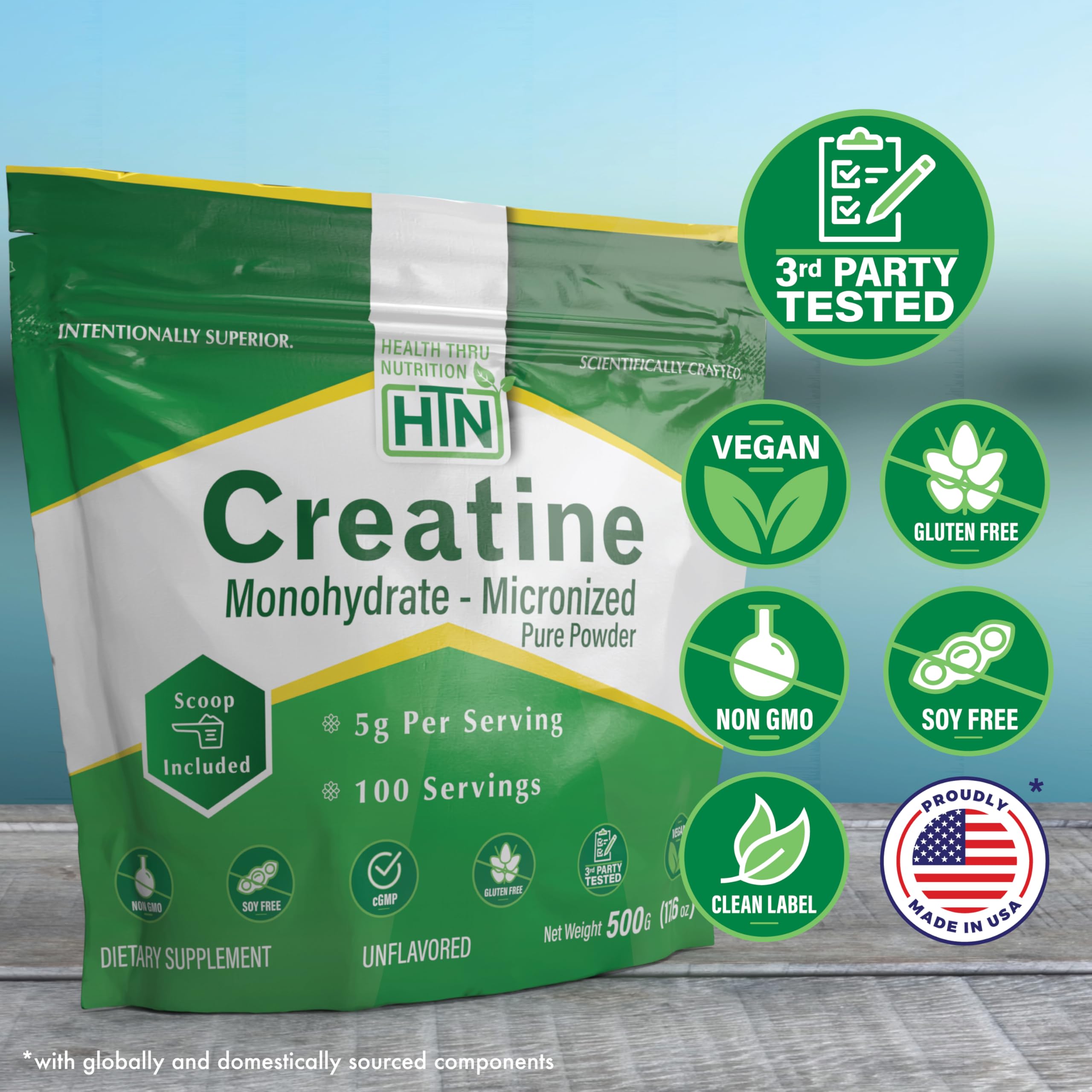 Health Thru Nutrition Creatine Monohydrate Micronized Powder – 500g Pure Unflavored – 5g Per Scoop – Workout Support, Muscle Fuel and Recovery Bulk Supplement | Non-GMO, Vegan Health Thru NutritionBuy Supplements Australia