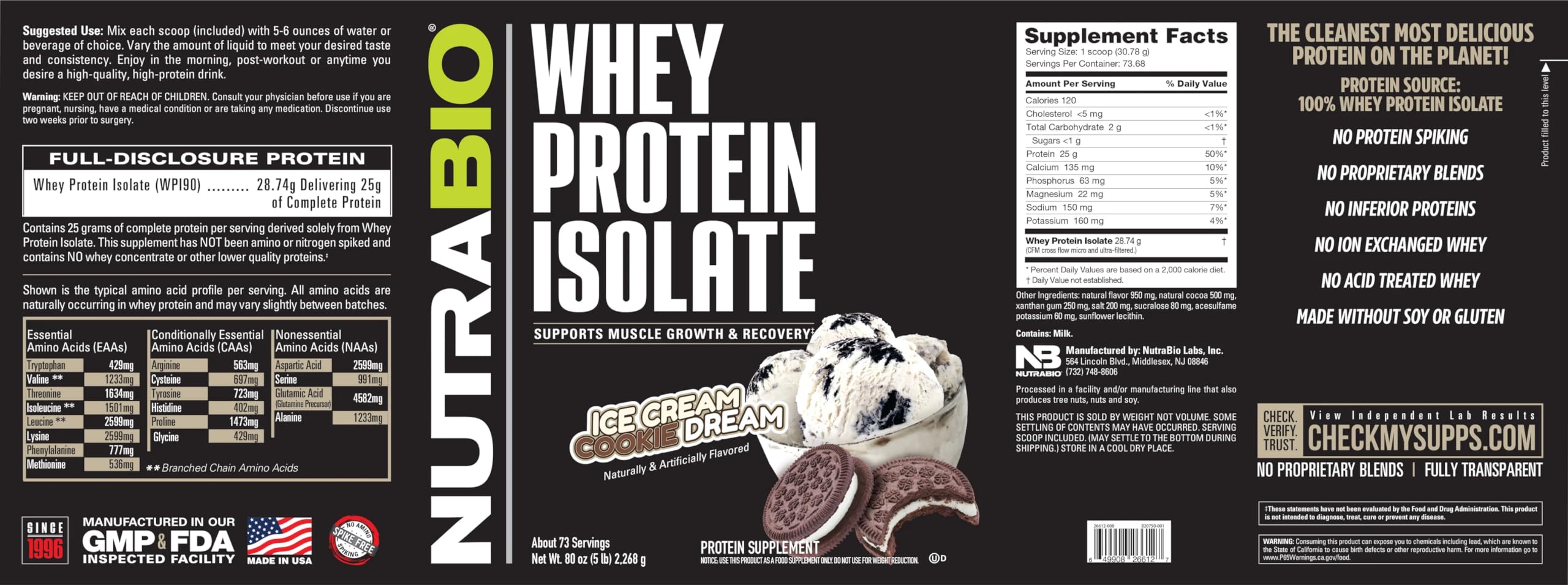 NutraBio Whey Protein Isolate Supplement – 25g of Protein Per Scoop with Complete NutraBioBuy Supplements Australia