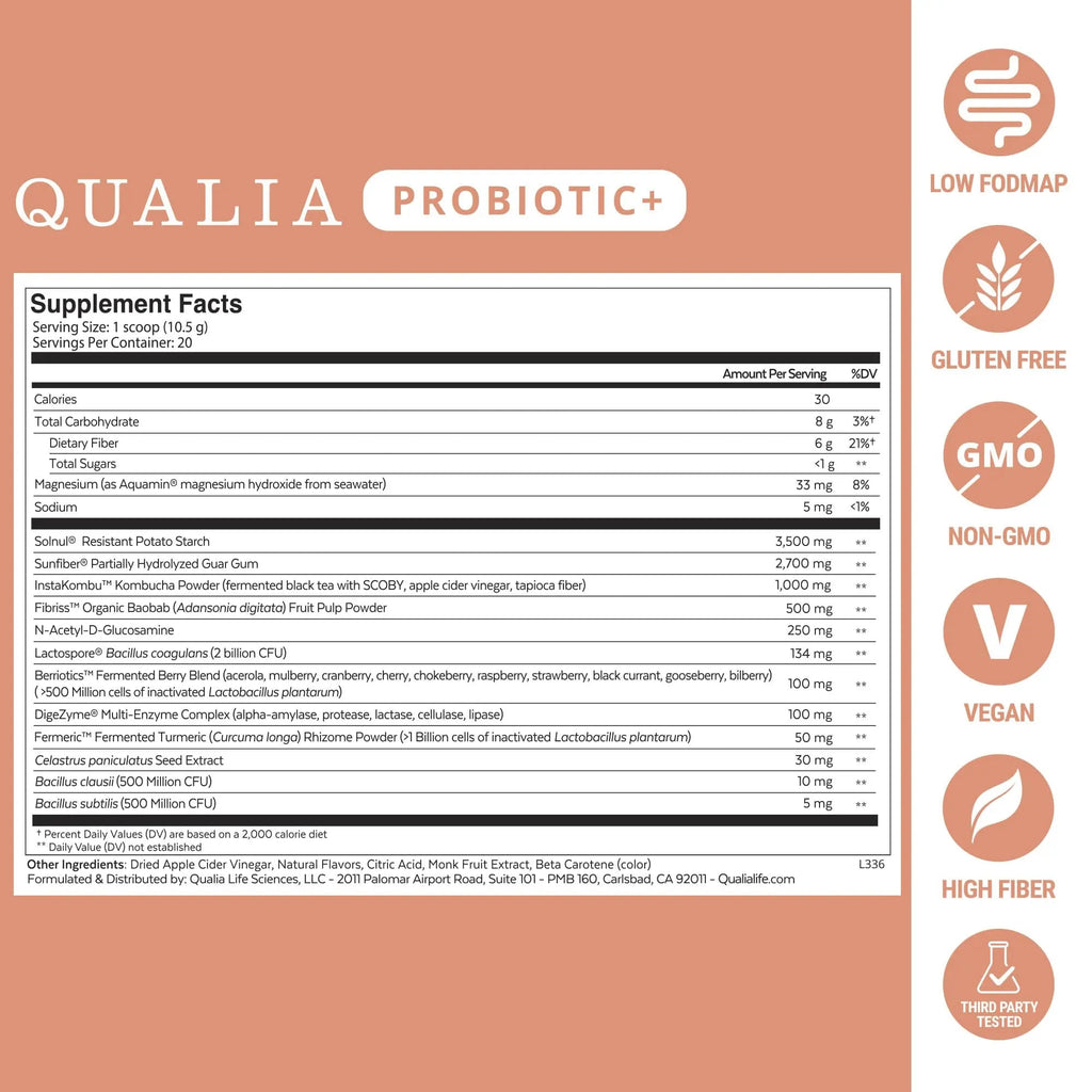 Qualia Probiotic - 28 Science-Backed Spore Probiotics, Prebiotics, and Postbiotics. Total Gut Support. Soothes Digestive discomfort. Ethically sourced. Promotes Akkermansia Growth. 1 Month Supply QUALIA LIFE SCIENCESBuy Supplements Australia