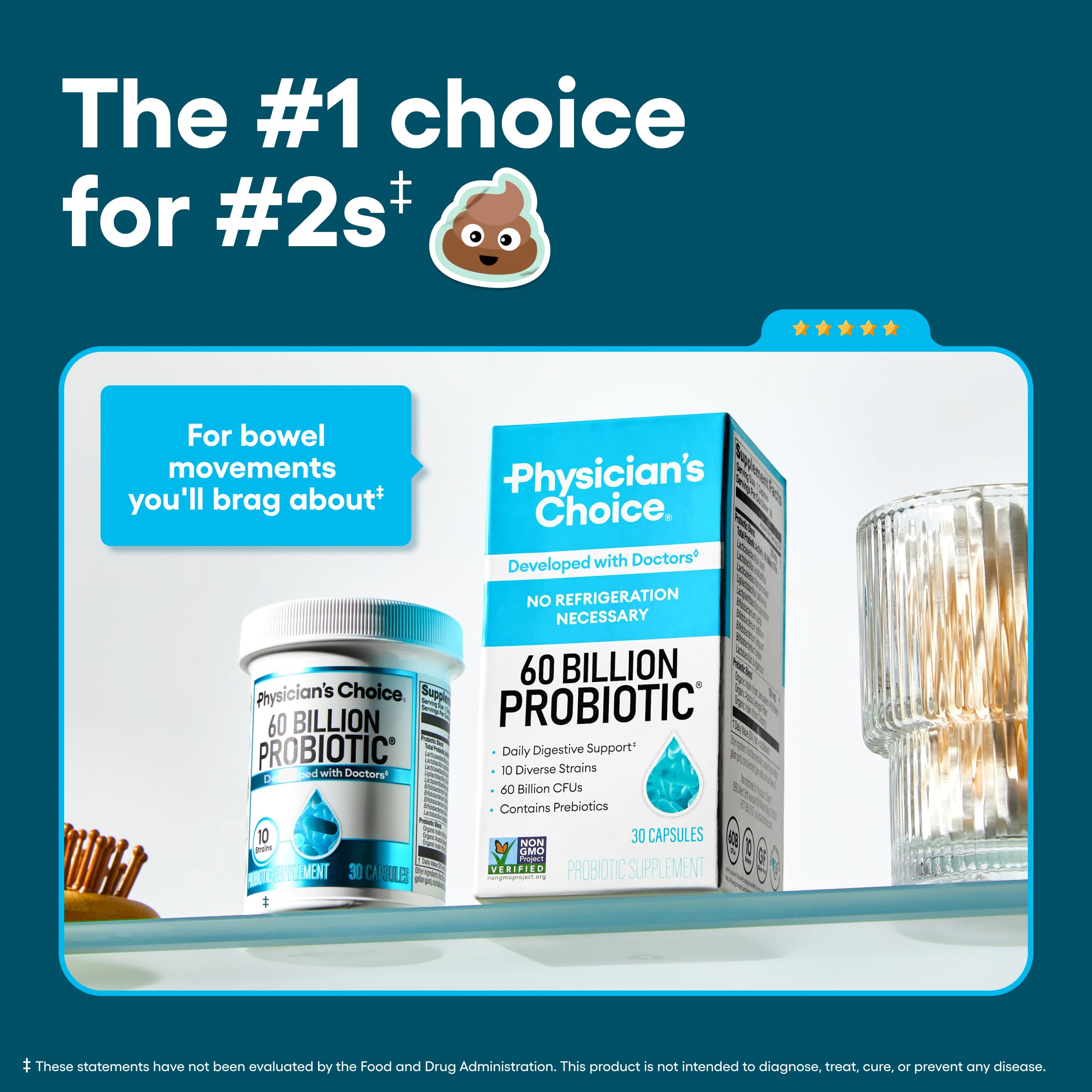 Physician's CHOICE Probiotics 60 Billion CFU - 10 Strains + Organic Prebiotics - Immune, Digestive & Gut Health - Supports Occasional Constipation, Diarrhea, Gas & Bloating - for Women & Men - 30ct Physician's CHOICEBuy Supplements Australia