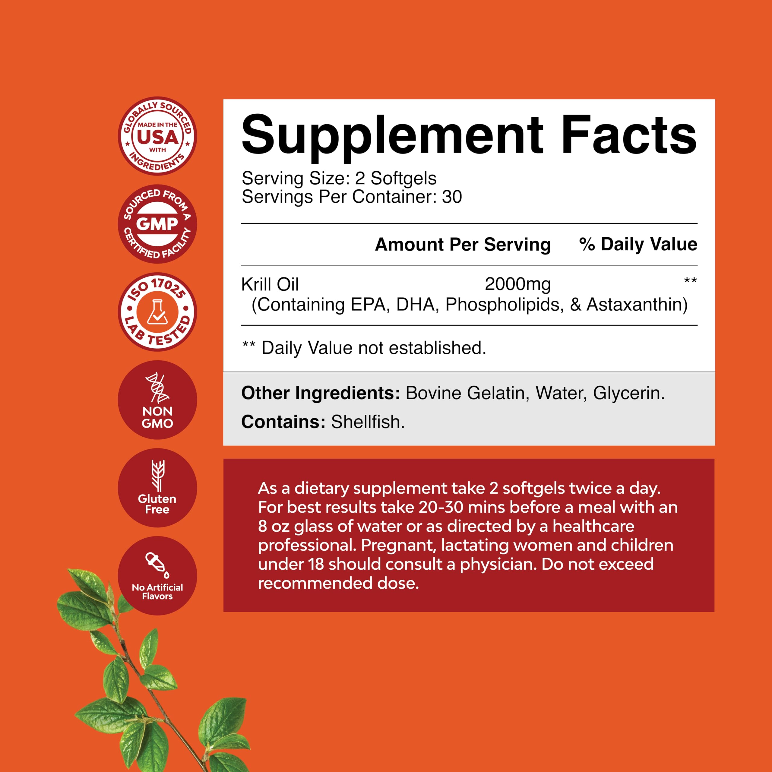 Antarctic Krill Oil 2000mg Softgels Per Serving - Omega 3 Krill Oil Supplement Natures CraftBuy Supplements Australia
