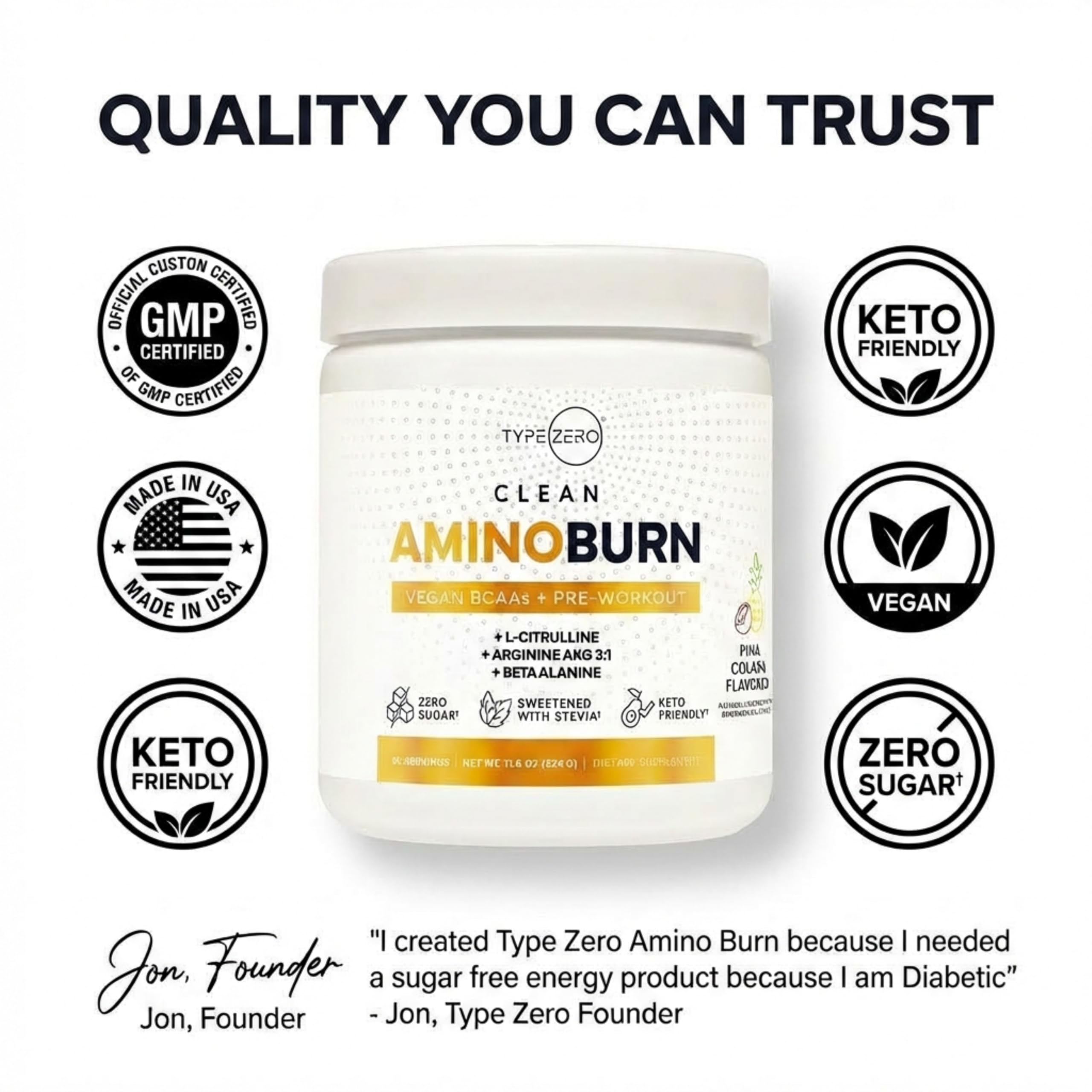 Type Zero Amino Burn Vegan BCAAs + Pre-Workout (Pina Colada Flavored) Type ZeroBuy Supplements Australia