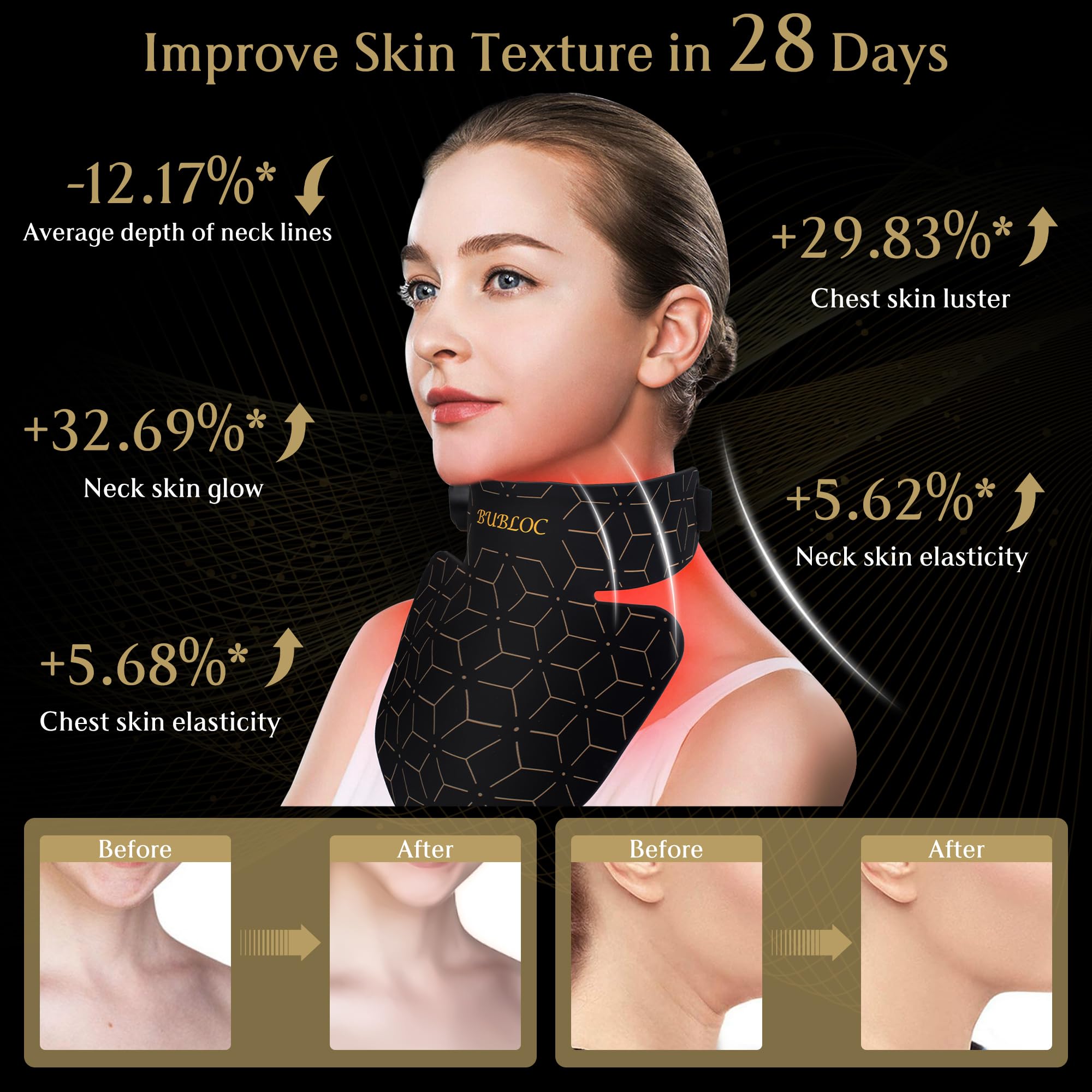 Upgraded Red Light Therapy Mask for Neck & Décolleté, 850 nm Wireless Infrared Light Therapy Suitable BUBLOCBuy Supplements Australia
