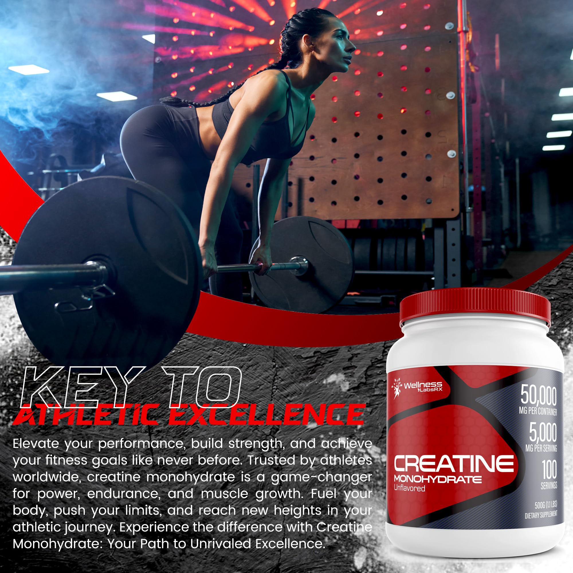 Creatine Monohydrate Powder - 5000mg Micronized for Muscle Growth, Enhanced WELLNESS LABSRXBuy Supplements Australia