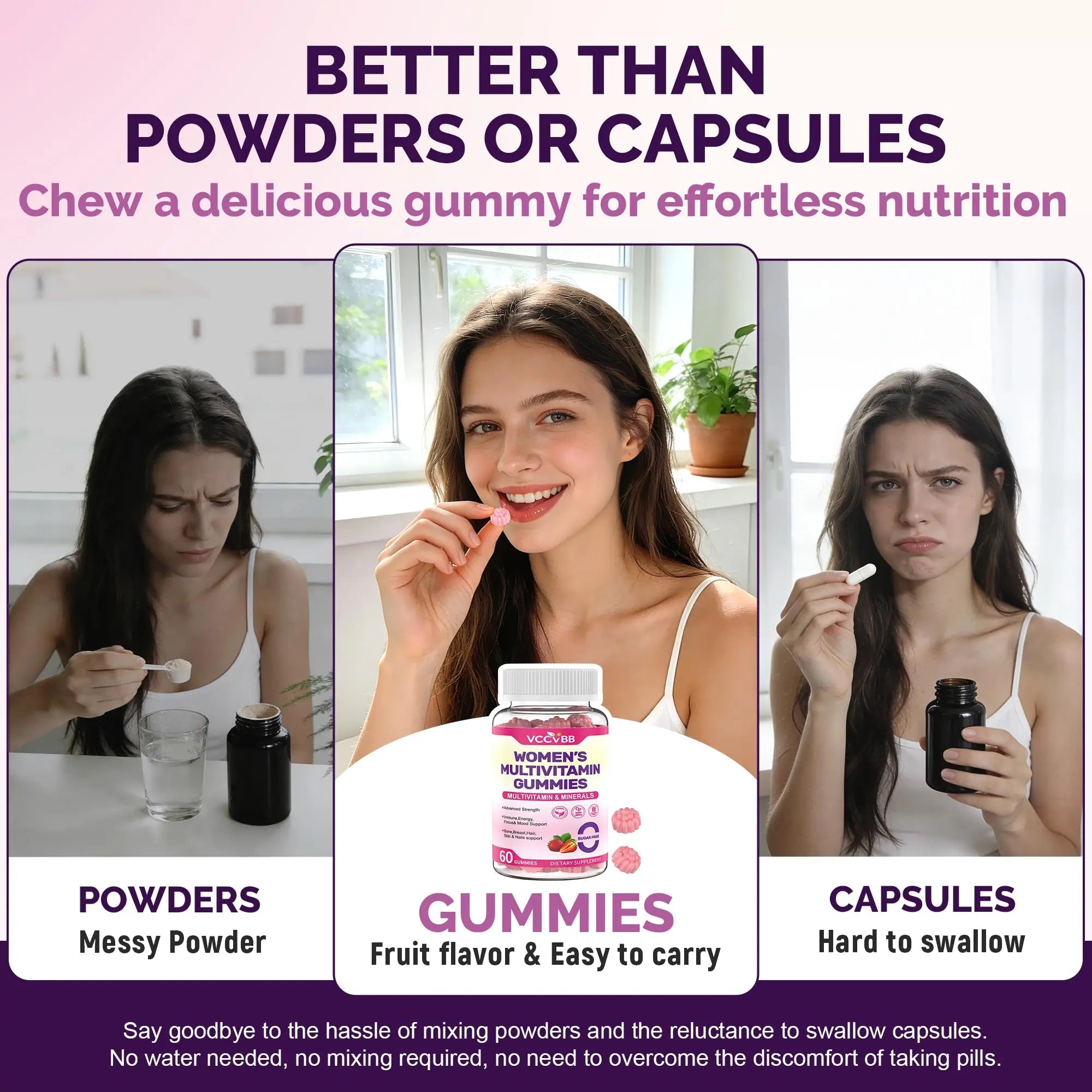 VCCVBB All-in-One Women's Multivitamin Gummies with Complete Vitamin & Mineral Complex, Herbal Blends for Energy, Overall Health VCCVBB