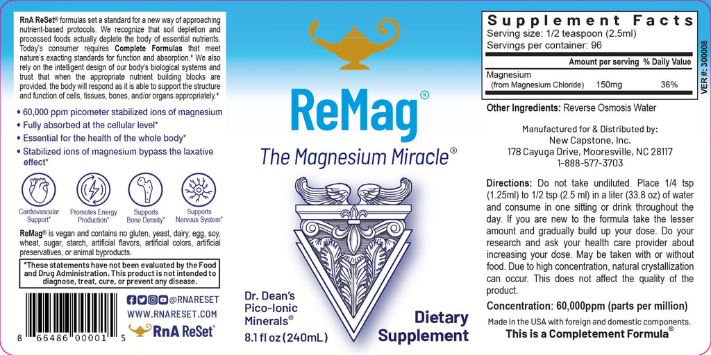 RnA ReSet ReMag & ReMyte – Liquid Magnesium and Multi-Mineral Supplement Bundle, 8.1 Fl Oz Each (2-Pack) NSF Certified RnA ReSetBuy Supplements Australia