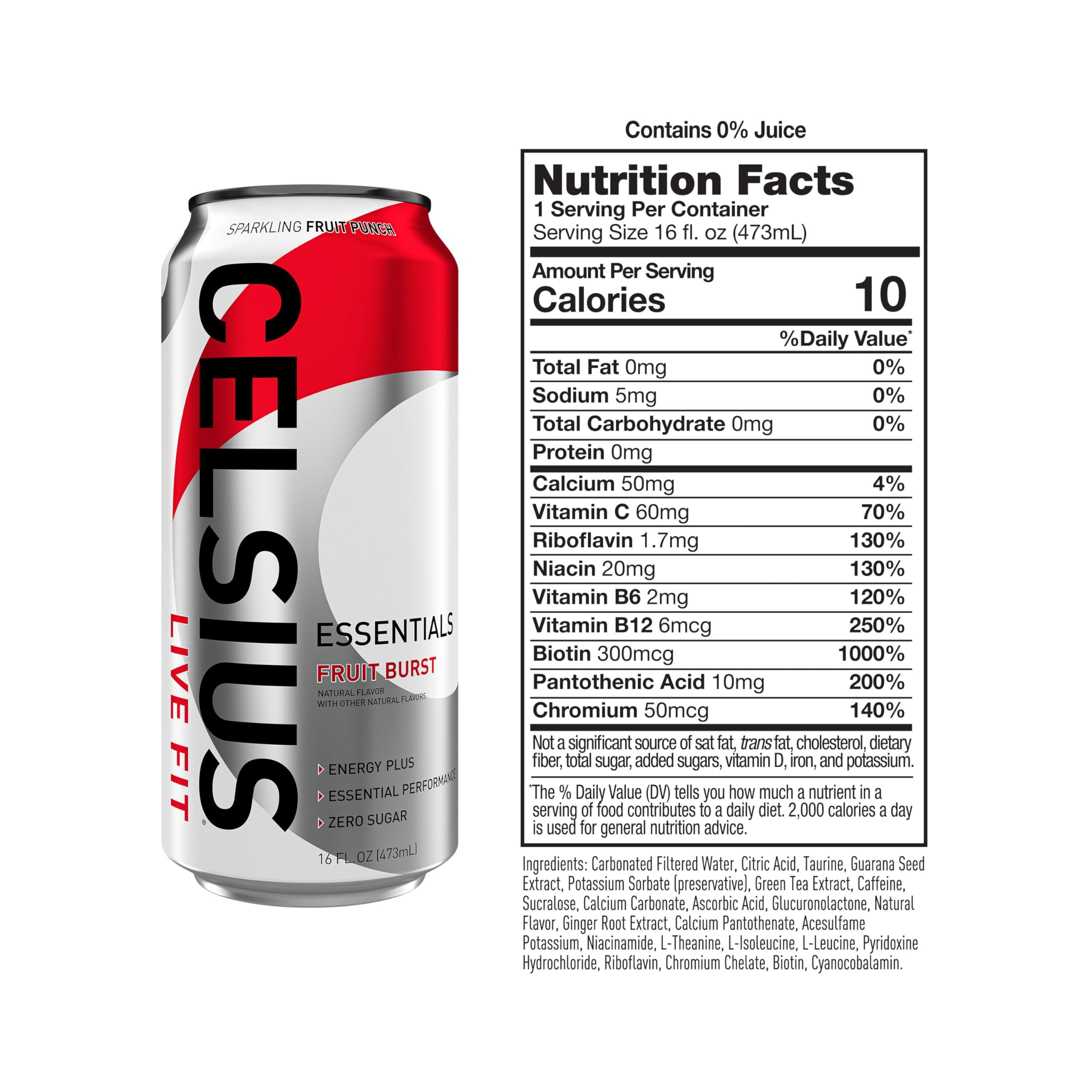 CELSIUS ESSENTIALS, Sparkling Fruit Burst, Performance Energy Drink 16 Fl Oz (Pack of 12) CELSIUSBuy Supplements Australia