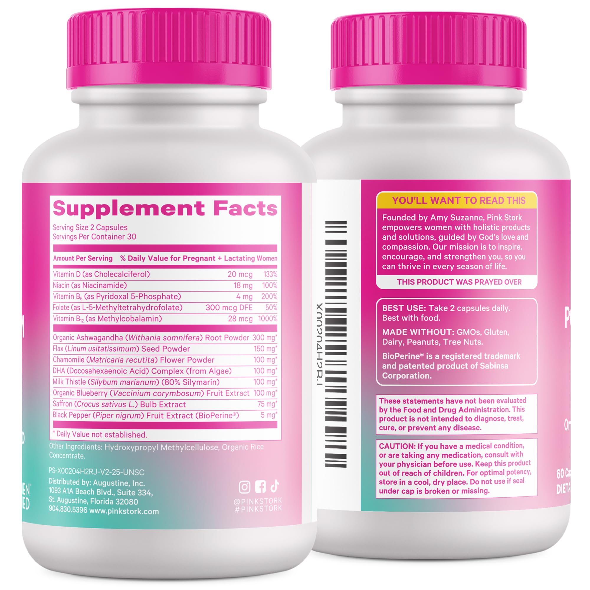 Pink Stork Postpartum Mood Support - Postnatal Hormone Balance for Women - Breastfeeding Friendly - Stress & Cognitive Support, New Mom Essentials - Ashwagandha, Chamomile, & Vitamin D, 60 Capsules Pink StorkBuy Supplements Australia