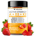 WELVIUM Vitamin D3 K2 Gummies 10000 IU with Magnesium Glycinate, Calcium, B12, K2 MK-7, Vitamins A, E, Lutein, Zeaxanthin - ADK Chewable Supplement for Bone, Eye, Immune Support - D3K2 Gummies WELVIUMBuy Supplements Australia