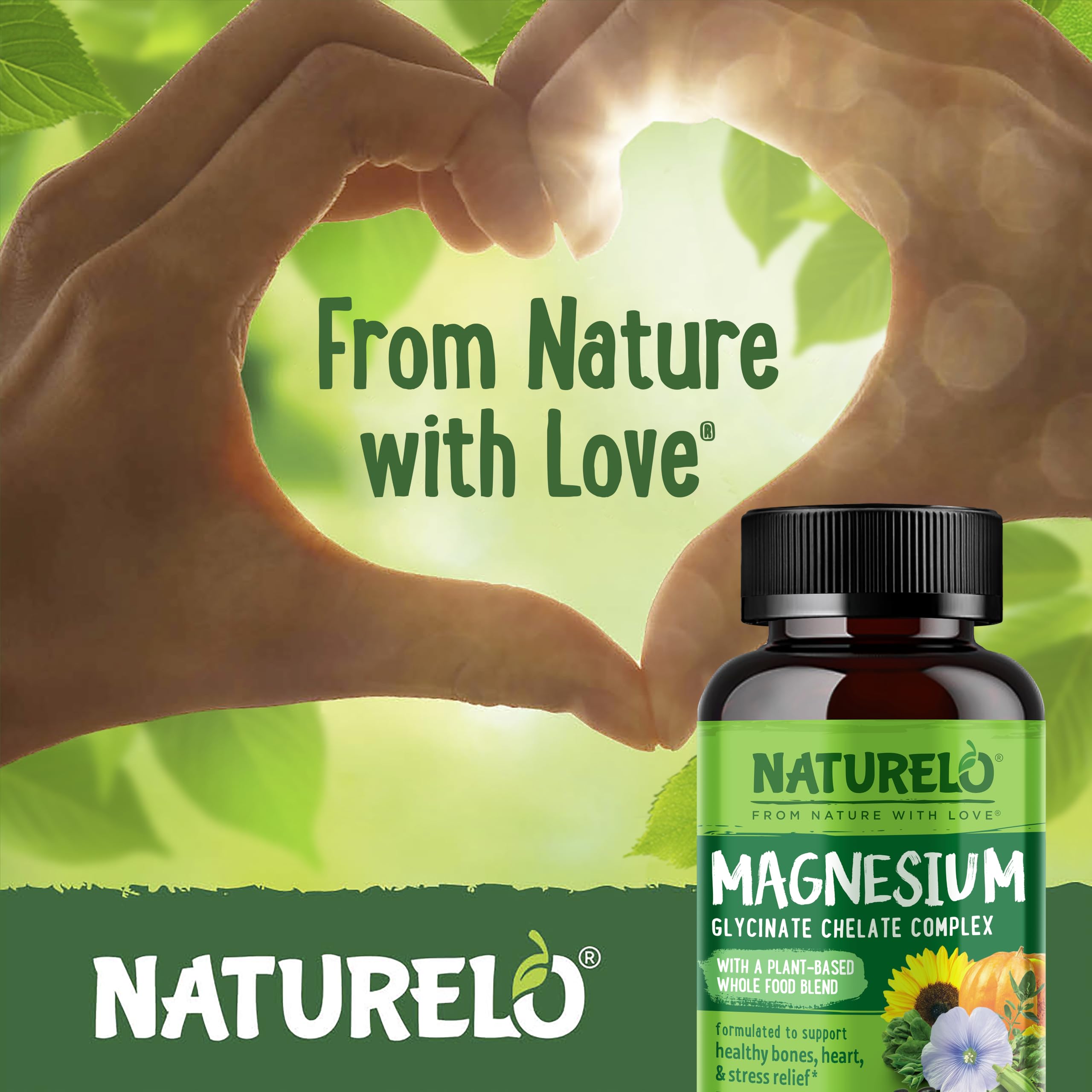 NATURELO Magnesium Glycinate Chelate Complex - 200 mg Magnesium with Organic Vegetables to Support Sleep, Calm, Muscle Cramp & Stress Relief - Gluten Free, Non GMO - 120 Capsules NATURELOBuy Supplements Australia