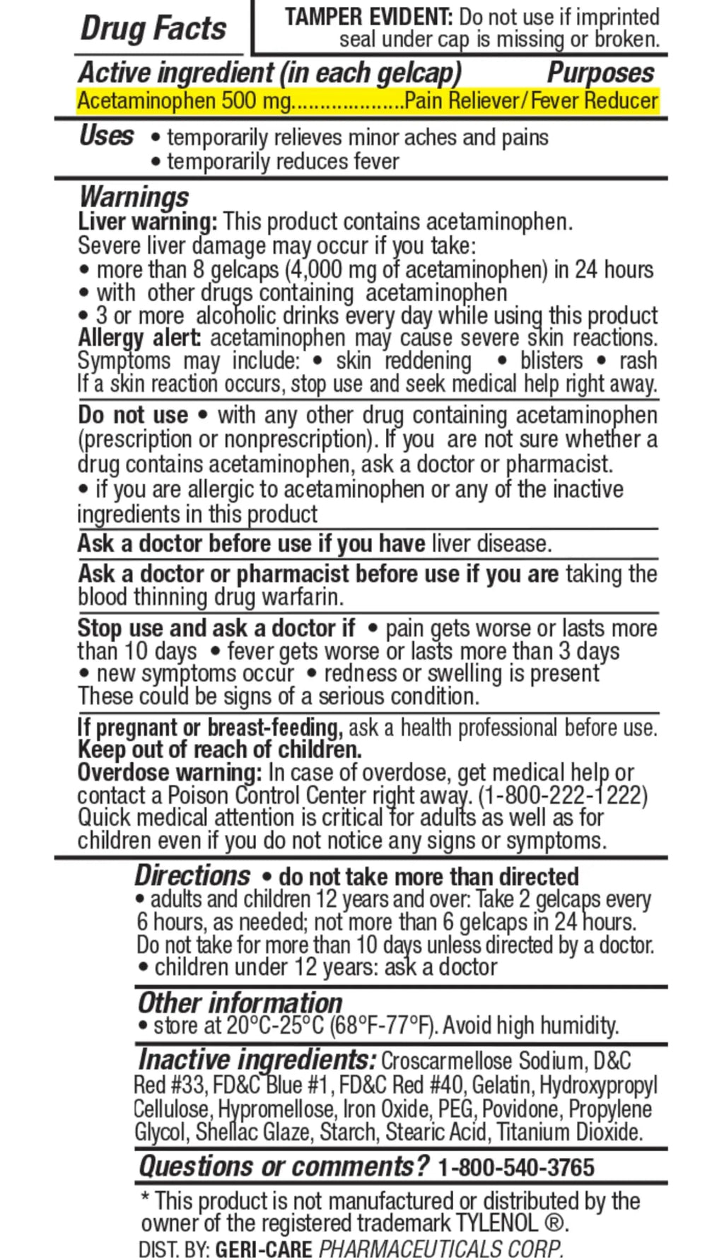 MedRite Acetaminophen 500mg Extra Strength - 100 Rapid Release Gelcaps - Over-The-Counter Medication MedRiteBuy Supplements Australia