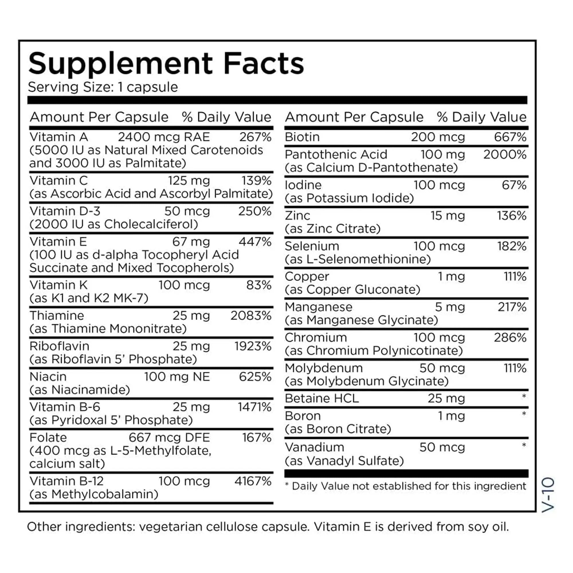 Metabolic Maintenance The Big One Plus Multivitamin without Iron - Iron Free Multivitamin for Women & Men with Vitamin A, C, Minerals Metabolic Maintenance