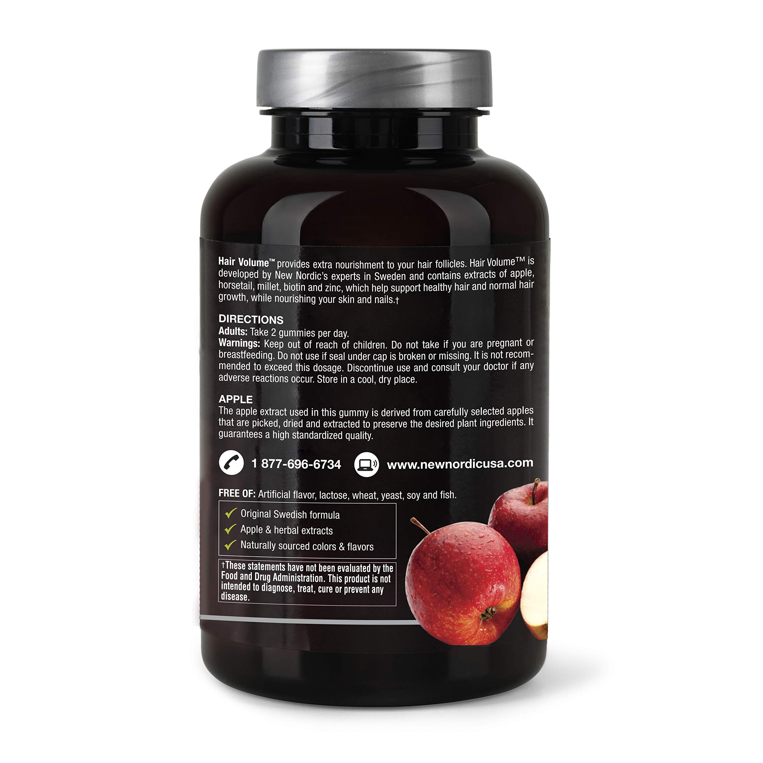 NEW NORDIC Hair Volume Gummies, 2500 mcg Biotin, Daily Hair Vitamins Supplement to Support Hair Skin & Nails, Vegan, 60 Count (Pack of 3) NEW NORDICBuy Supplements Australia