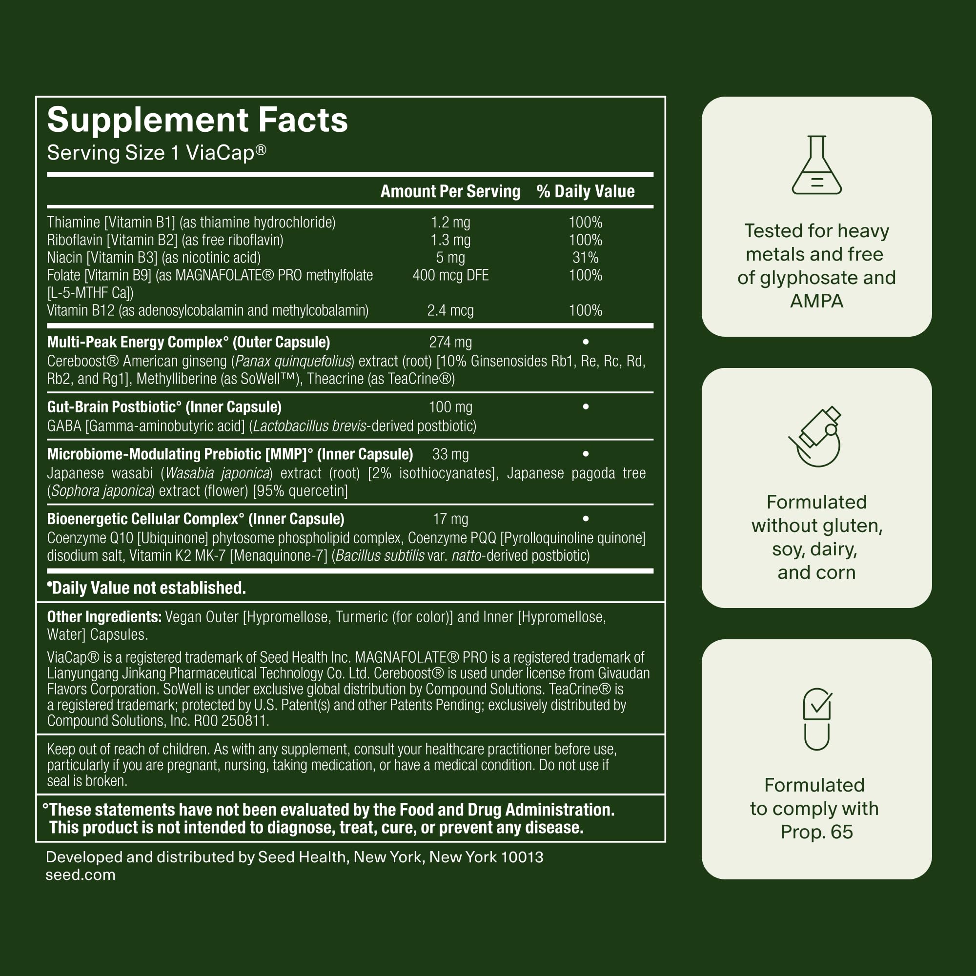 Seed AM-02 Energy + Focus - Daily Nootropic Supplement for Women & Men - Fast-Acting & Sustained Energy for Up to 6 Hours - Caffeine-Free Vegan & Shelf-Stable - 30 Capsules (30-Day Supply) Seed buy supplements Au