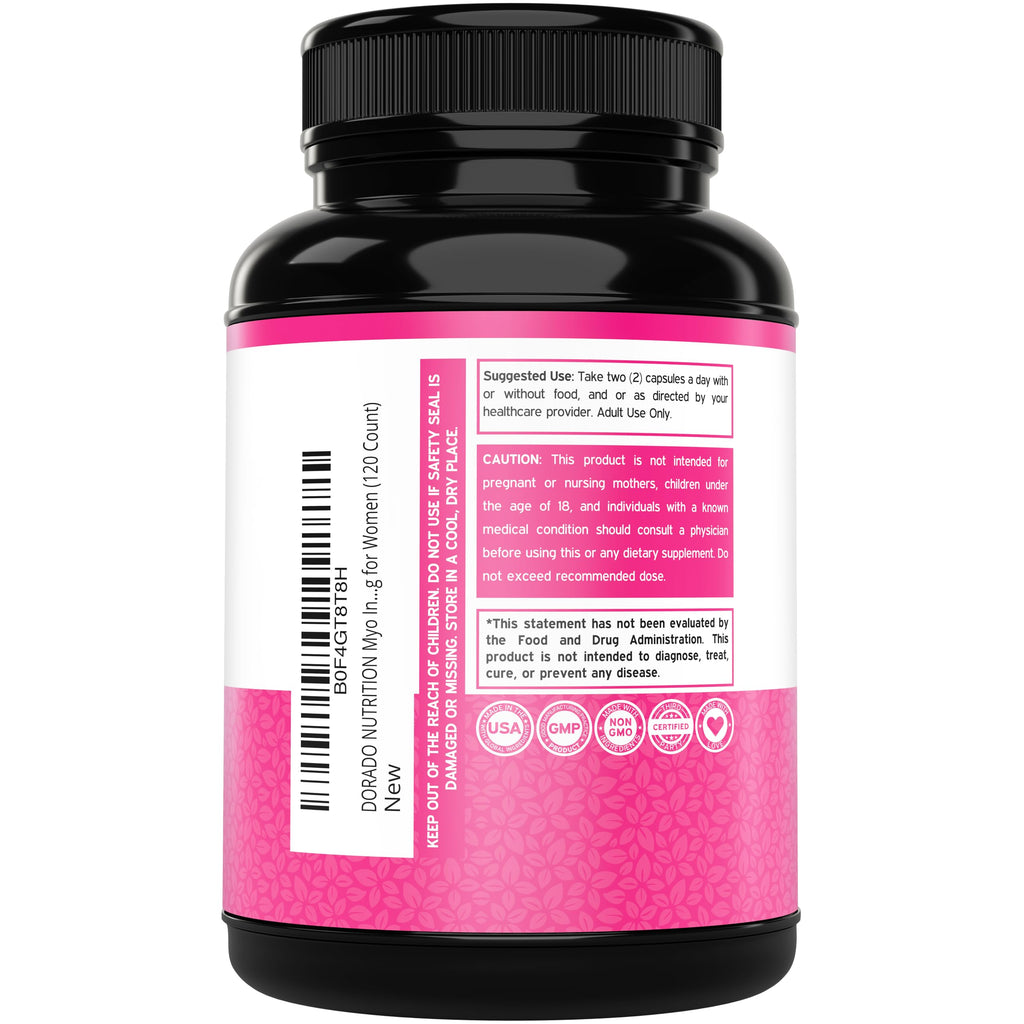 Inositol Capsules (Myo Inositol) (1000mg Per Serving 120 Capsules) Myo Inositol Supplement for Women Hormone Balance Support - Vegan Safe - Third Party Tested - Gluten Free & Made in USA (120 Count) DORADO NUTRITIONBuy Supplements Australia