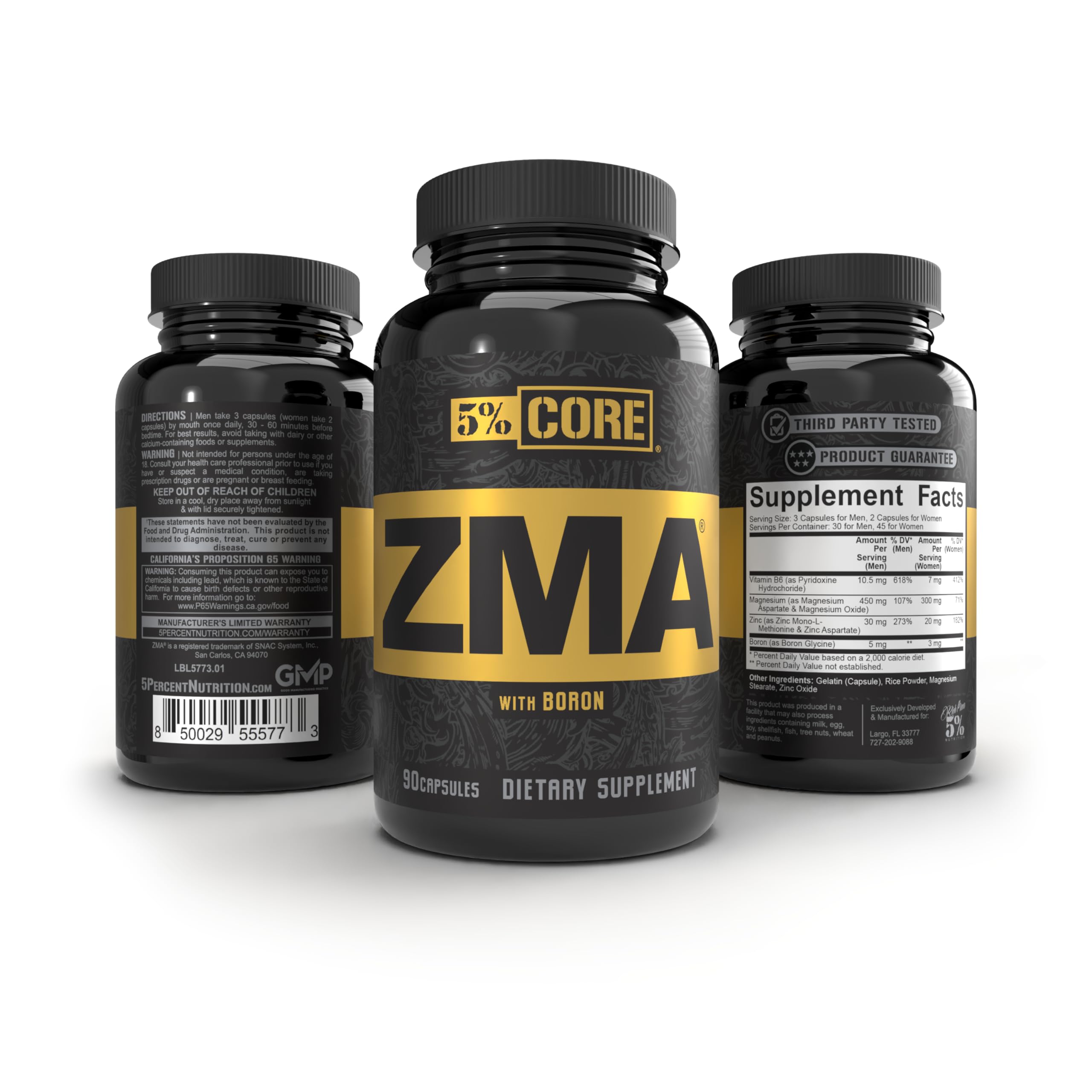 5% Nutrition Core ZMA (with Boron) | Promotes Recovery by Restoring Levels of Zinc, Magnesium & Vitamin B-6 (90 Capsules) 5% NutritionBuy Supplements Australia
