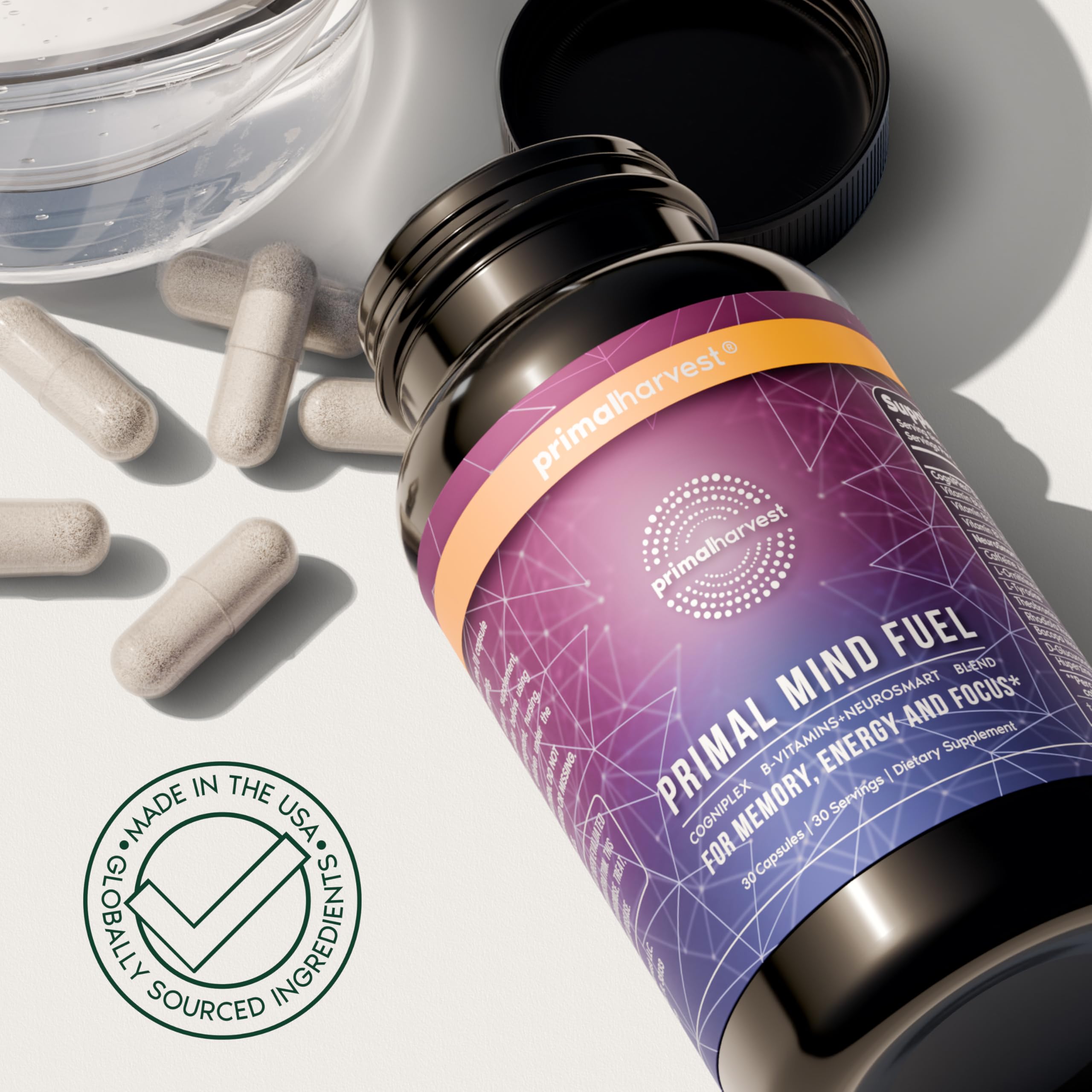 Brain Supplement by Primal Harvest, Primal Mind Fuel Brain Booster for Focus, Energy, Clarity, and Brain Health 30 Capsules Nootropics Brain Support Supplement for Men and Women Primal Harvest buy supplements Au