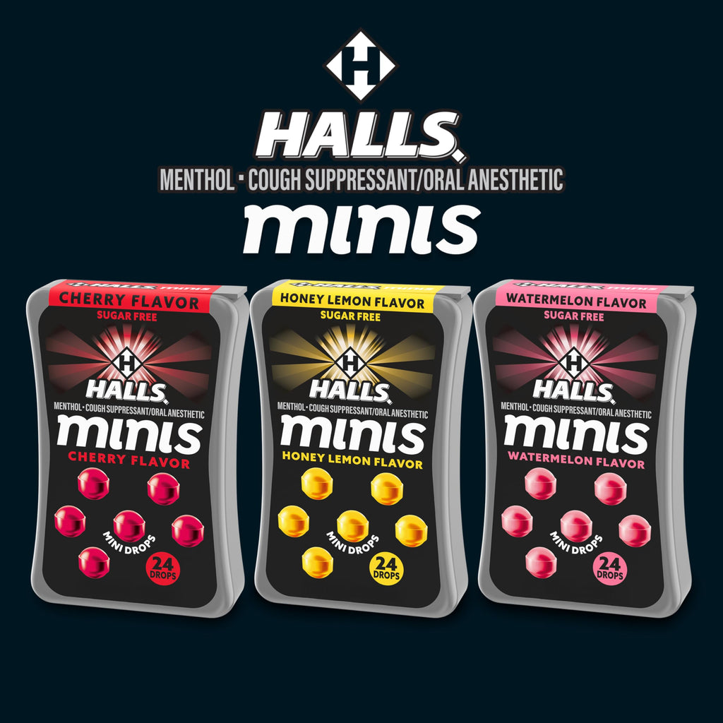 HALLS Minis Cherry Flavor Sugar Free Cough Drops, 48 Drops HALLS buy supplements Au