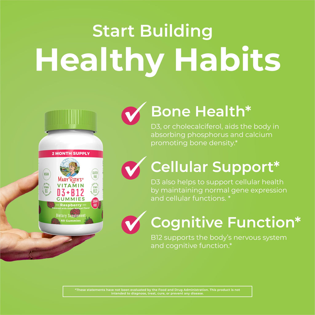 MaryRuth Organics Sugar Free | 2 Month Supply | Vitamin D & B12 Vitamin Supplements for Adults & Kids | Bone Health | Immune Support | Vegan | Non-GMO | 60 Servings MARYRUTH'SBuy Supplements Australia