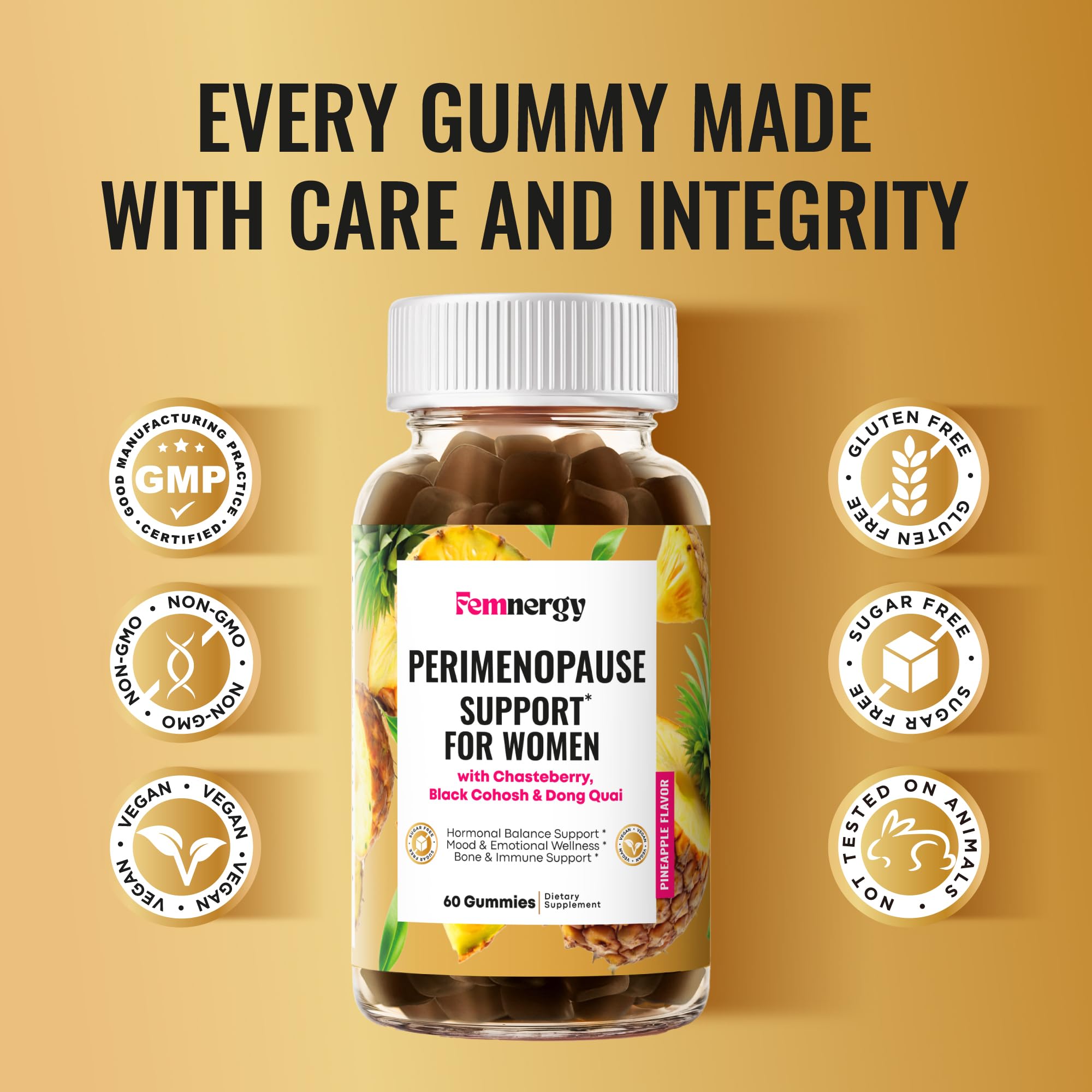 Femnergy Perimenopause Support Gummies for Women - Menopause Relief Estrogen & Hormone Balance Supplement with Black Cohosh Chasteberry Vitamins D3 B6 for Hot Flashes Night Sweats & Mood Swings FemnergyBuy Supplements Australia