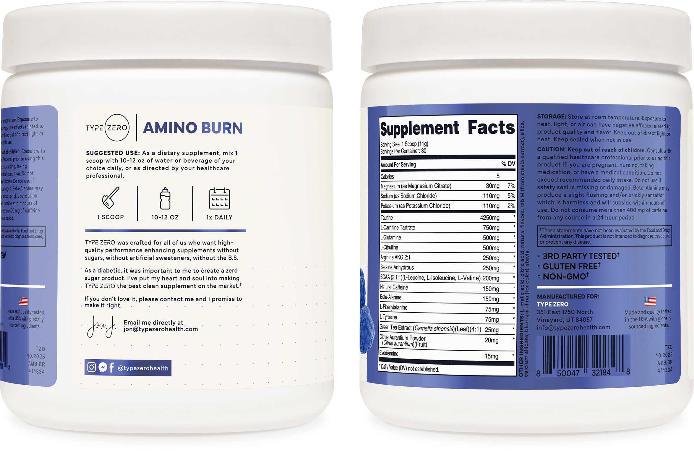 Type Zero Amino Burn - Vegan BCAA + Clean Pre Workout Powder with Arginine AKG, L-Citrulline & Beta Alanine - Amino Acid Clean Energy, Endurance & Hydration Supplement - Blue Raspberry, 30 Servings Type ZeroBuy Supplements Australia