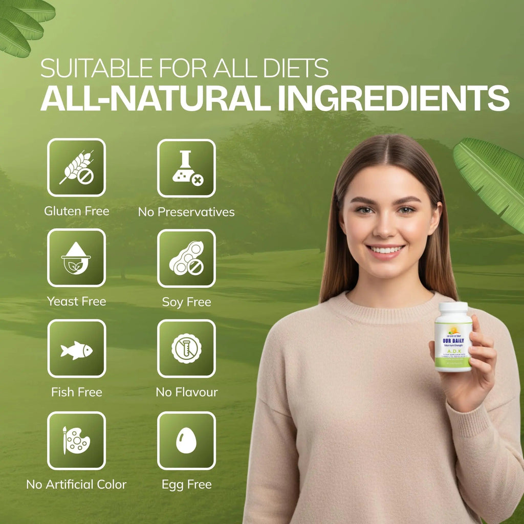 Daily Vites, ADK Vitamin Supplement 5000 IU, 90 Capsules - 3 Months Supply - High Potency Vitamin A, D3 & K2 (MK-7) - Physician Formulated ADK for Bone, Heart AND GIVE US TODAY OUR DAILYBuy Supplements Australia