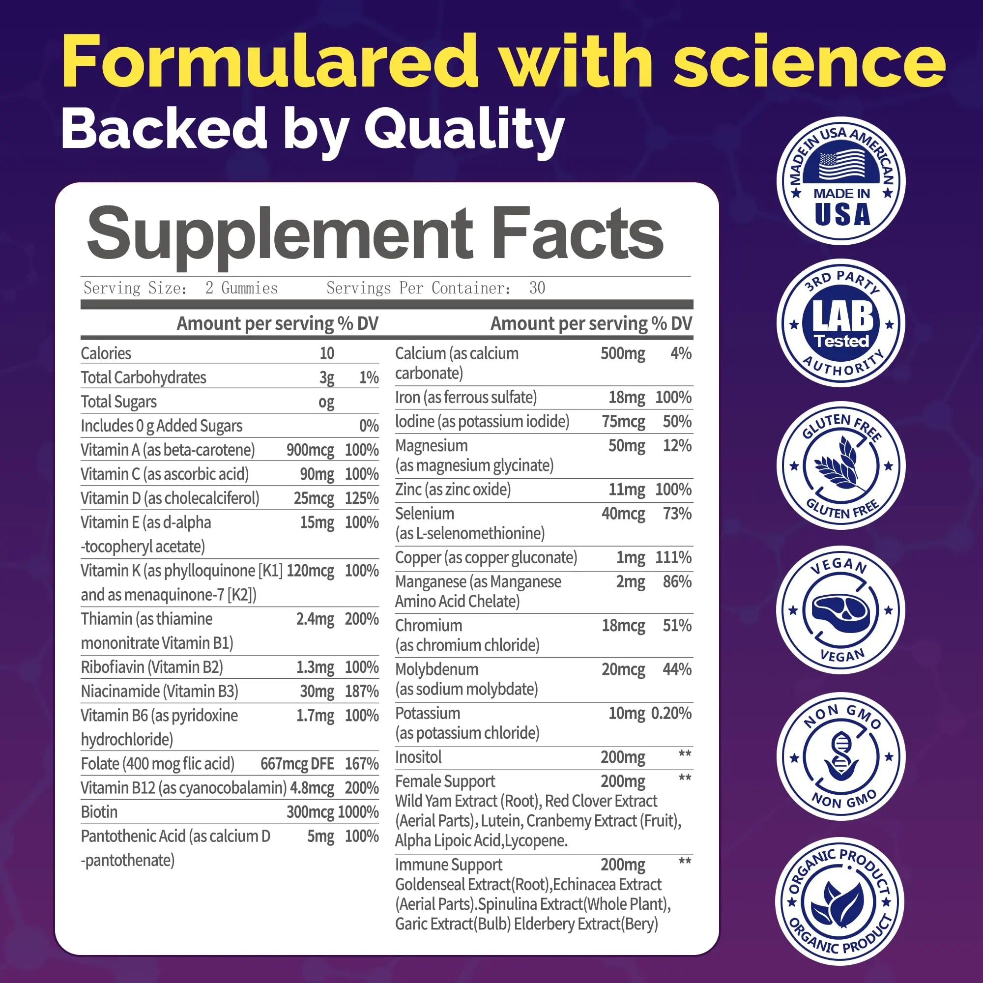 VCCVBB All-in-One Women's Multivitamin Gummies with Complete Vitamin & Mineral Complex, Herbal Blends for Energy, Overall Health VCCVBB