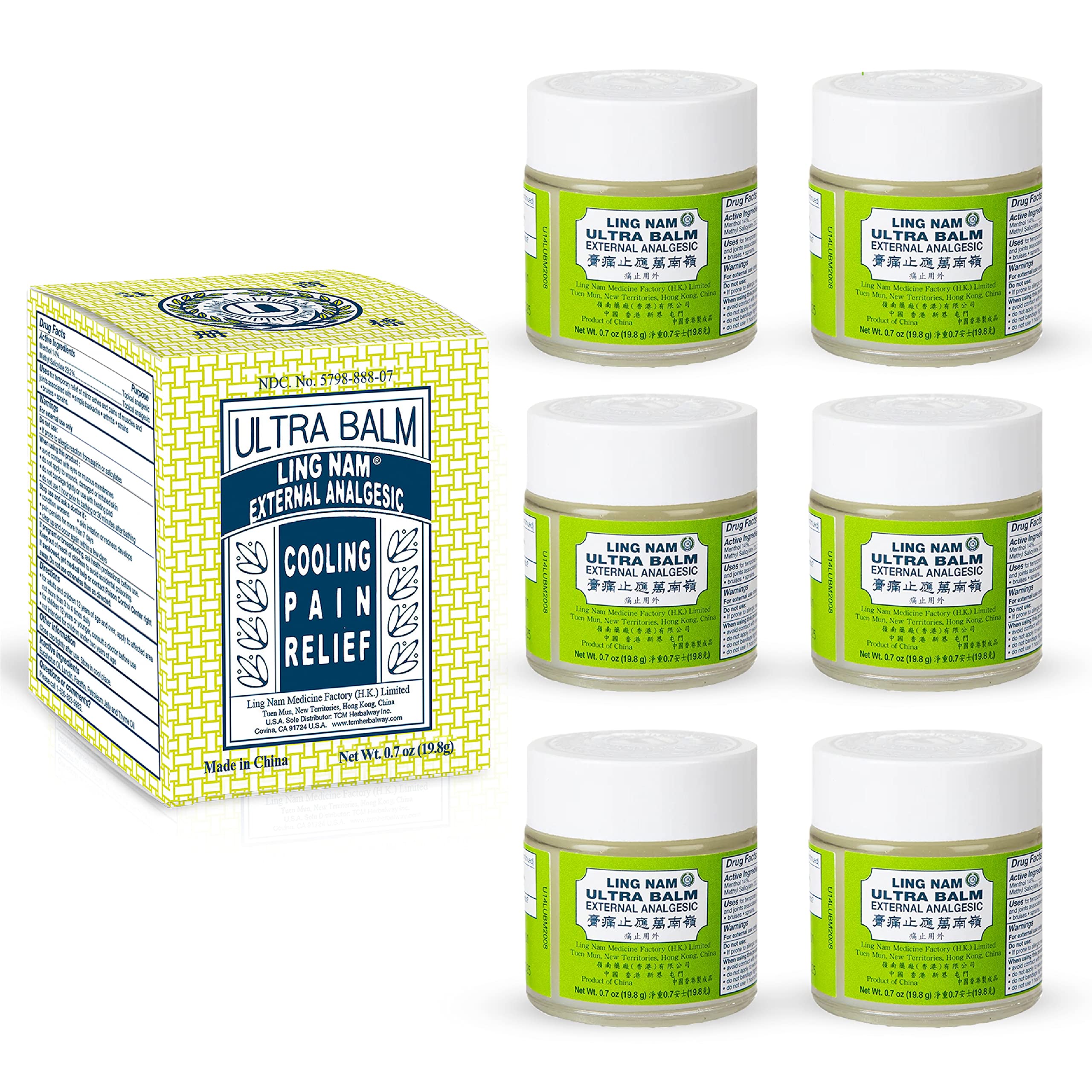 Ling Nam Ultra Balm External Analgesic, for Cooling Pain Relief Simple Backache Arthritis Strains Bruises Sprain, Muscle Pain, Muscle Soreness, 0.7oz/19.8g (Pack of 6) Ling NamBuy Supplements Australia