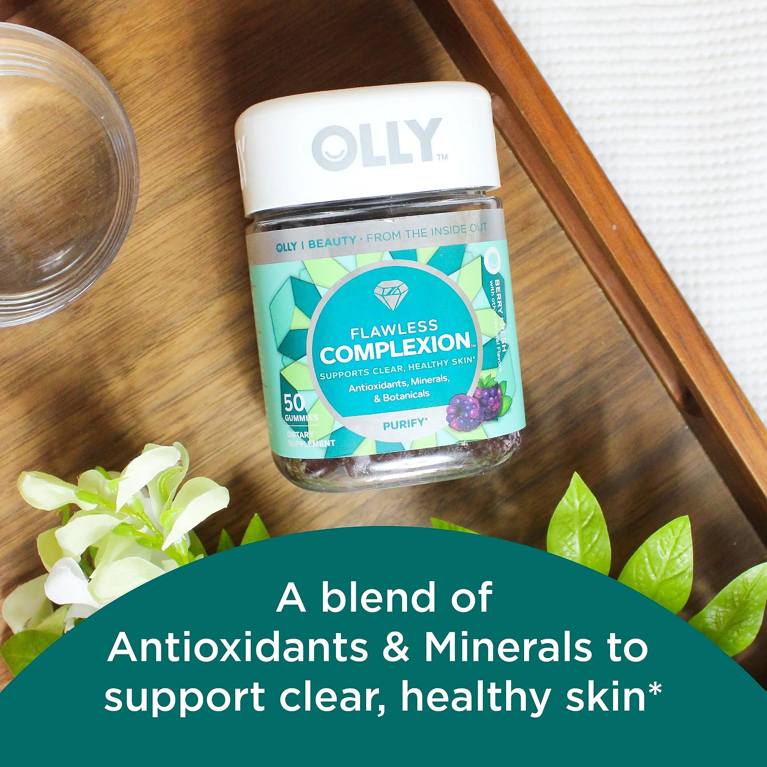 OLLY Undeniable Beauty Gummy & Flawless Complexion Gummy, Clear and Healthy Skin Support, Vitamins E, A, Zinc, Chewable Supplement, Berry - 50 Count (Pack of 1) OLLYBuy Supplements Australia