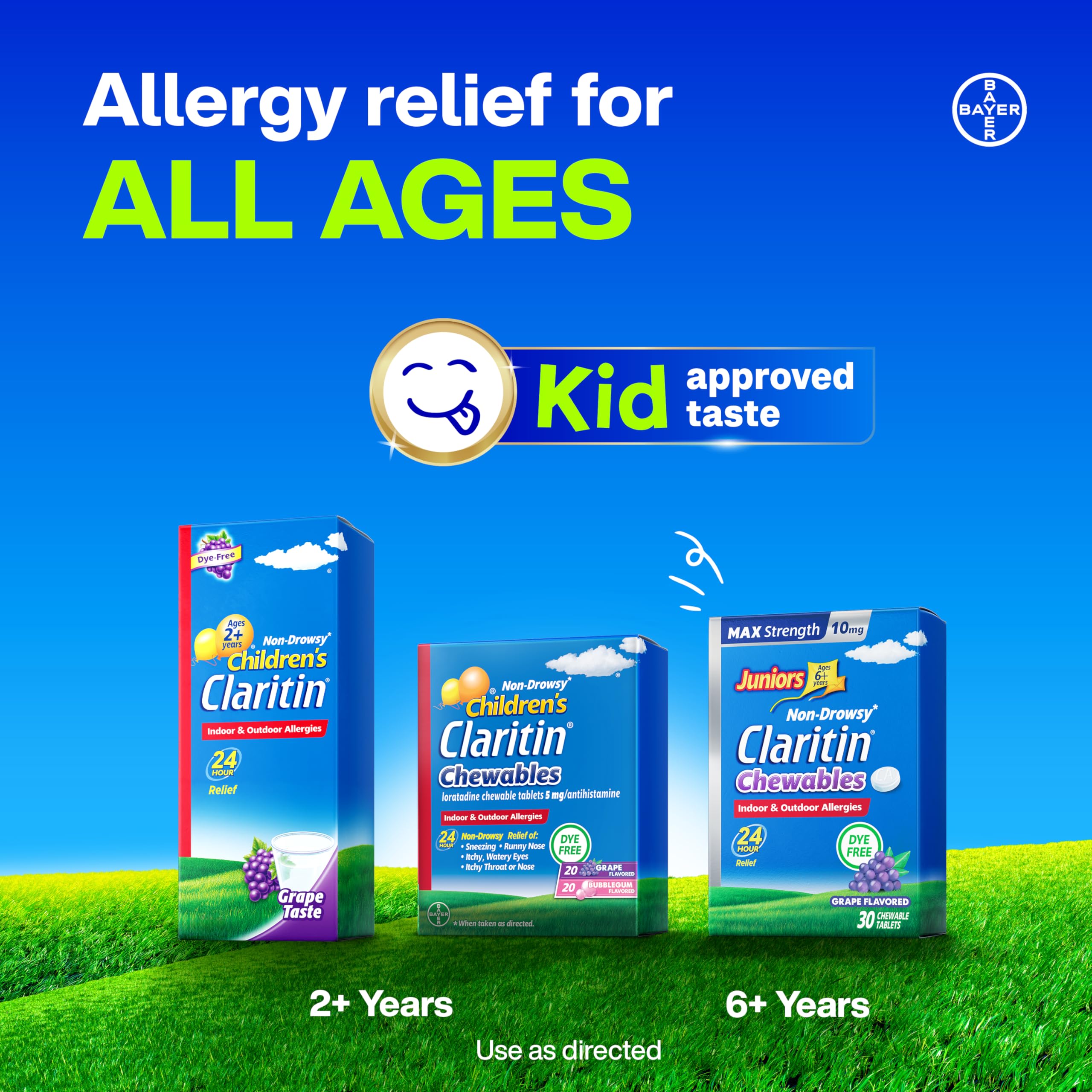 Claritin Children's Allergy Medicine, 24-Hour Non-Drowsy Loratadine 5mg, Antihistamine Liquid for Kids Aged 2 Years and Older, Grape Flavored, Dye-free, 8 fl oz. Claritin buy supplements Au