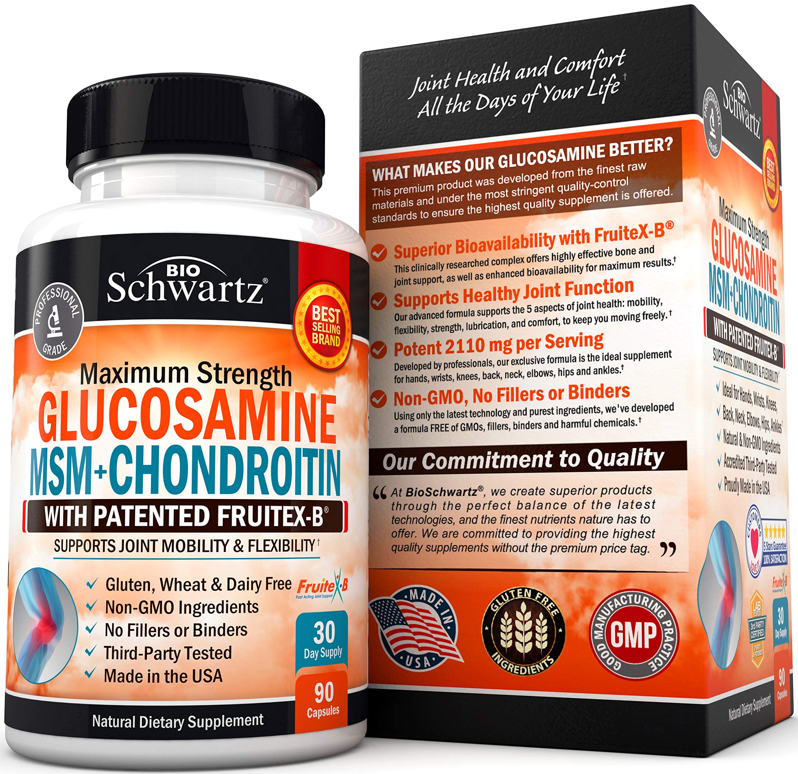 Glucosamine Chondroitin MSM 2110mg - Joint Support Supplement with Turmeric BioSchwartzBuy Supplements Australia