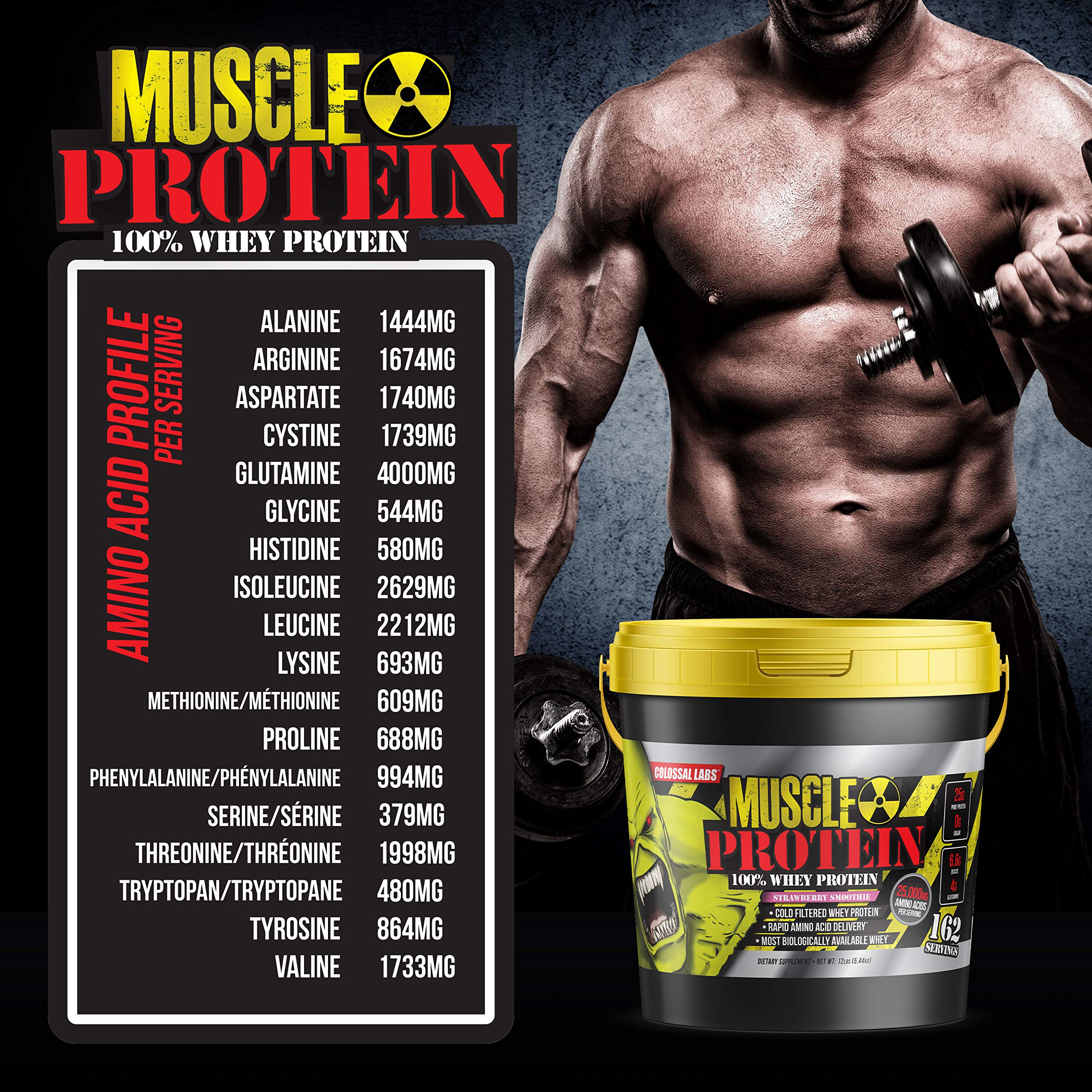 COLOSSAL LABS Muscle Protein Whey Powder [12 lbs/Pack of 1]-Strawberry Protein COLOSSAL LABSBuy Supplements Australia