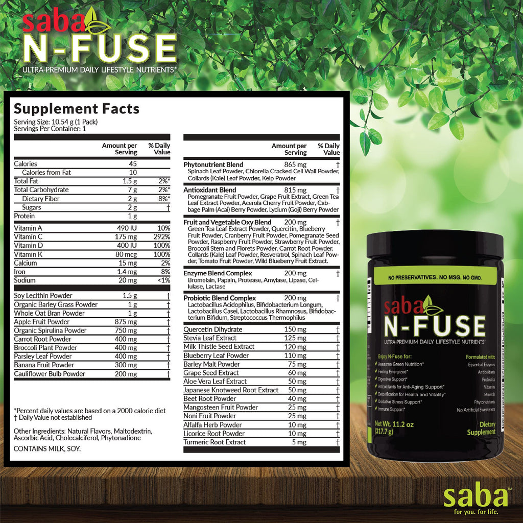 Saba N-Fuse-Whole Food Daily Nutrition,-Phytonutrients, Pre and Probiotics, Enzymes SabaBuy Supplements Australia