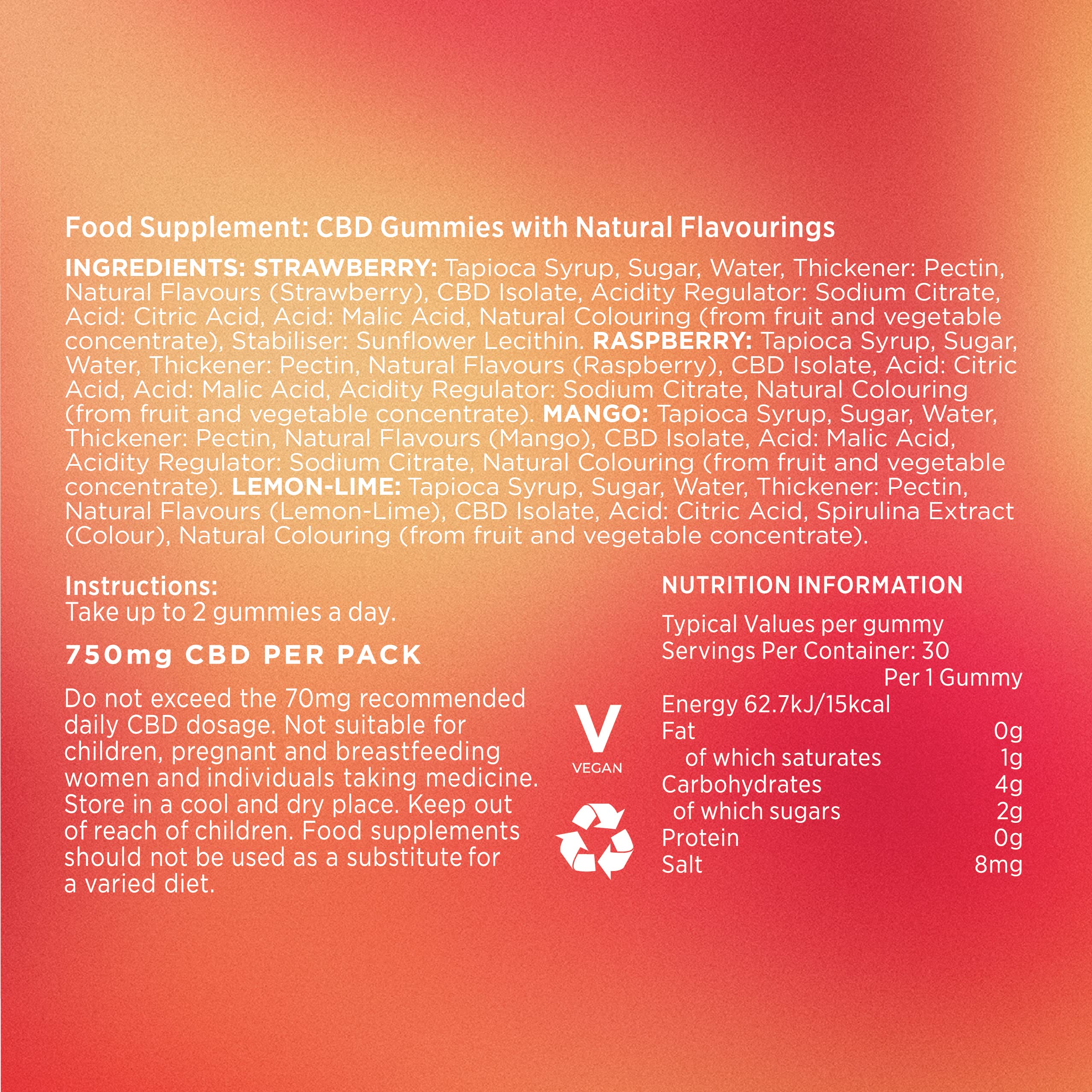 Goodrays - CBD Gummies - High Strength 30 x 25mg Mixed Fruits CBD Edibles GoodraysBuy Supplements Australia