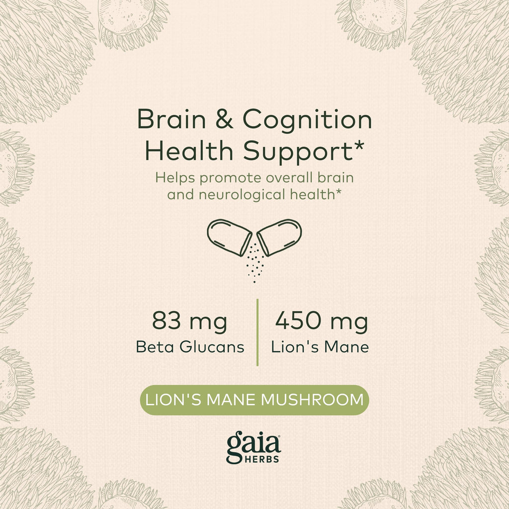 Gaia Herbs Organic Lion’s Mane Mushroom - Brain and Nerve Support Supplement Gaia HerbsBuy Supplements Australia