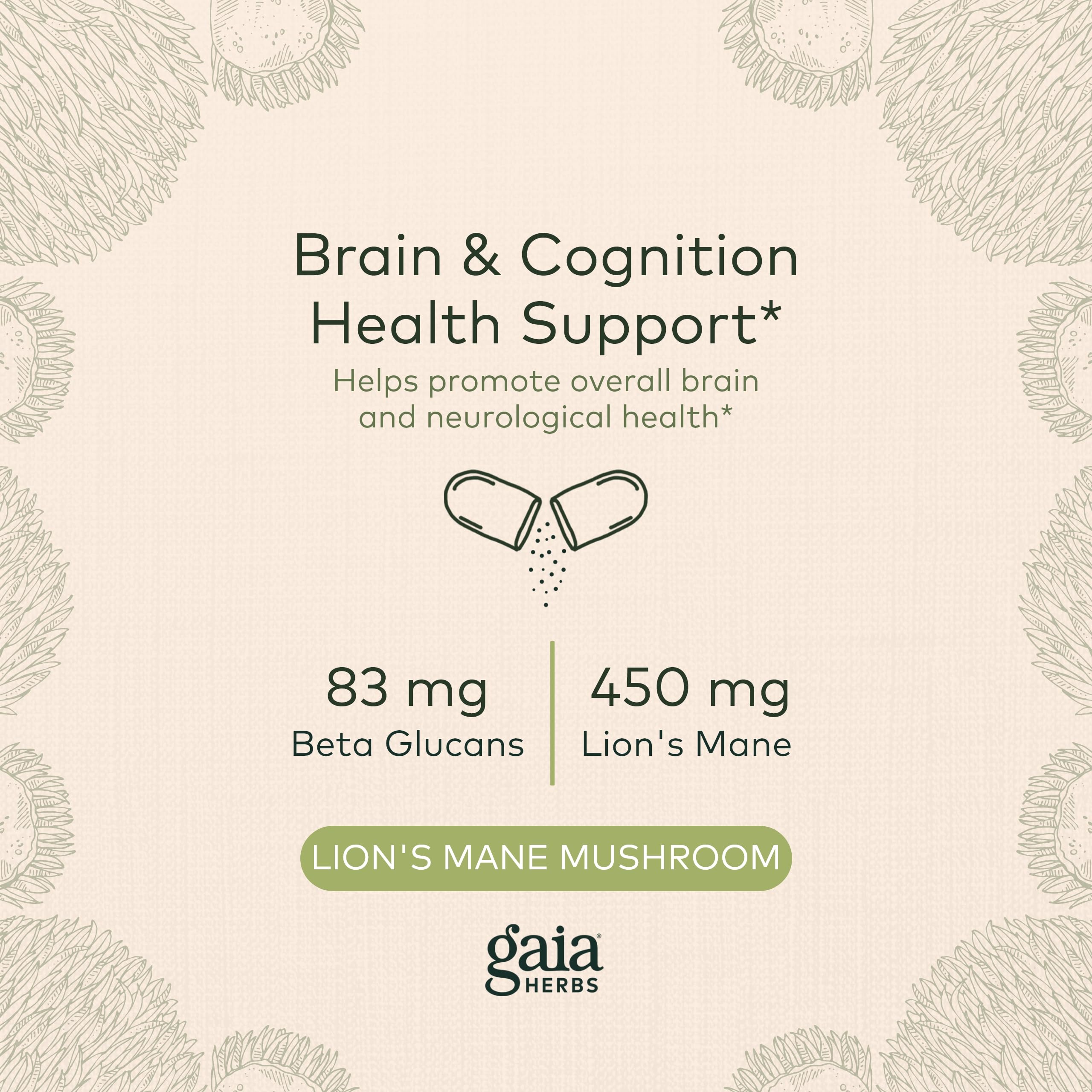 Gaia Herbs Organic Lion’s Mane Mushroom - Brain and Nerve Support Supplement Gaia HerbsBuy Supplements Australia