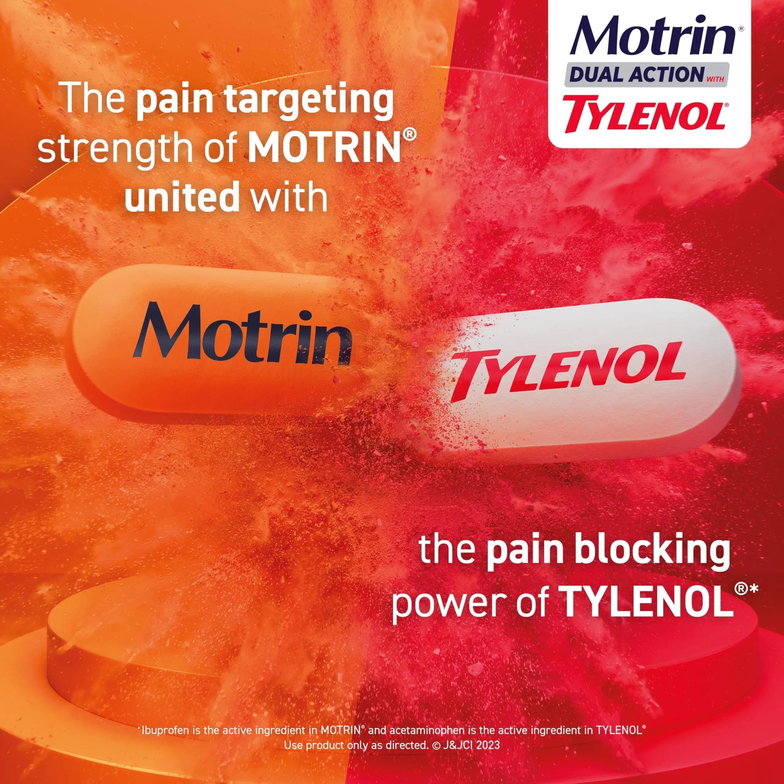 Motrin Dual Action with Tylenol, Ibuprofen & Acetaminophen Fast-Acting Dual Action Pain Reliever for Minor Aches & Pains, Ibuprofen (NSAID) 125 mg & Acetaminophen 250 mg, 120 ct MotrinBuy Supplements Australia