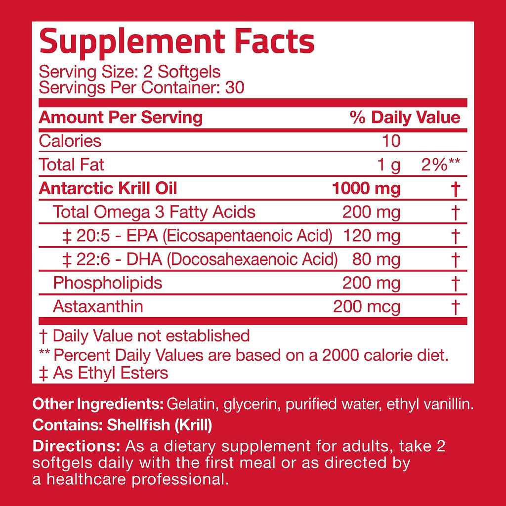 Bronson Antarctic Krill Oil 1000 mg with Omega-3s EPA, DHA, Astaxanthin BronsonBuy Supplements Australia
