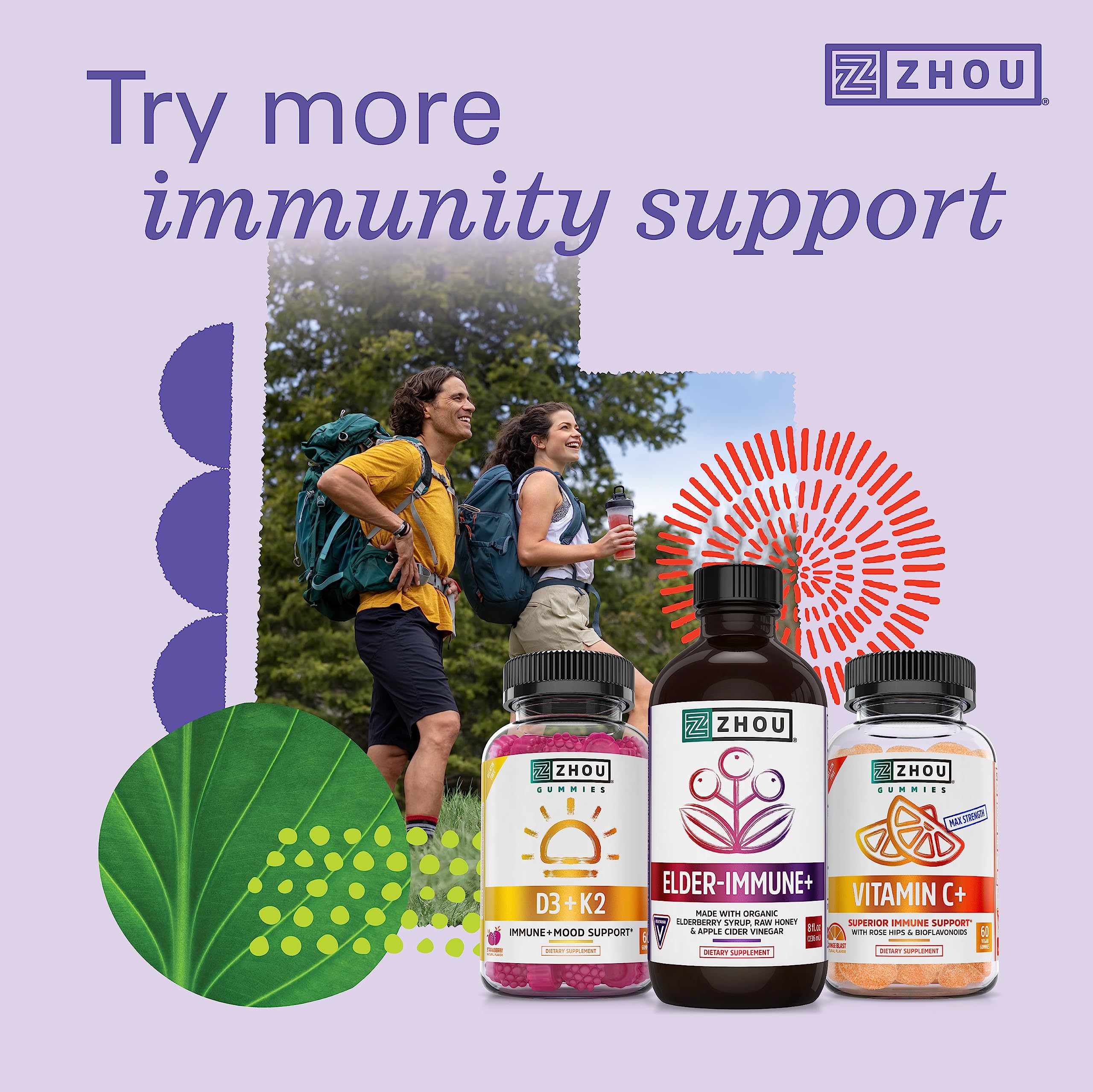 Zhou Nutrition Elder-Mune Sambucus Elderberry Gummies with Zinc and Vitamin C Zhou NutritionBuy Supplements Australia