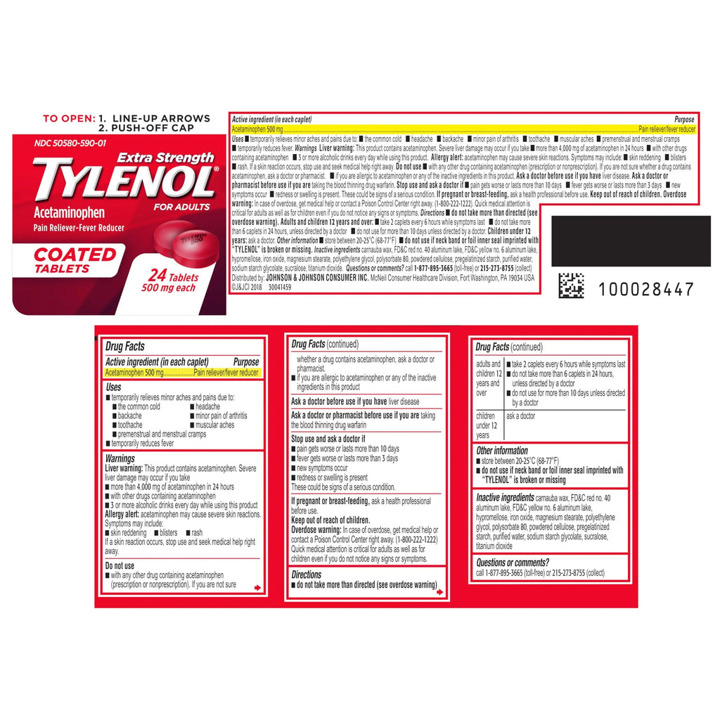 Tylenol Extra Strength Pain Reliever & Fever Reducer, Round Coated Tablets, 500 mg Acetaminophen Pain Relief Pills for Headache, Toothache & Minor Arthritis Pain, 24 ct TylenolBuy Supplements Australia