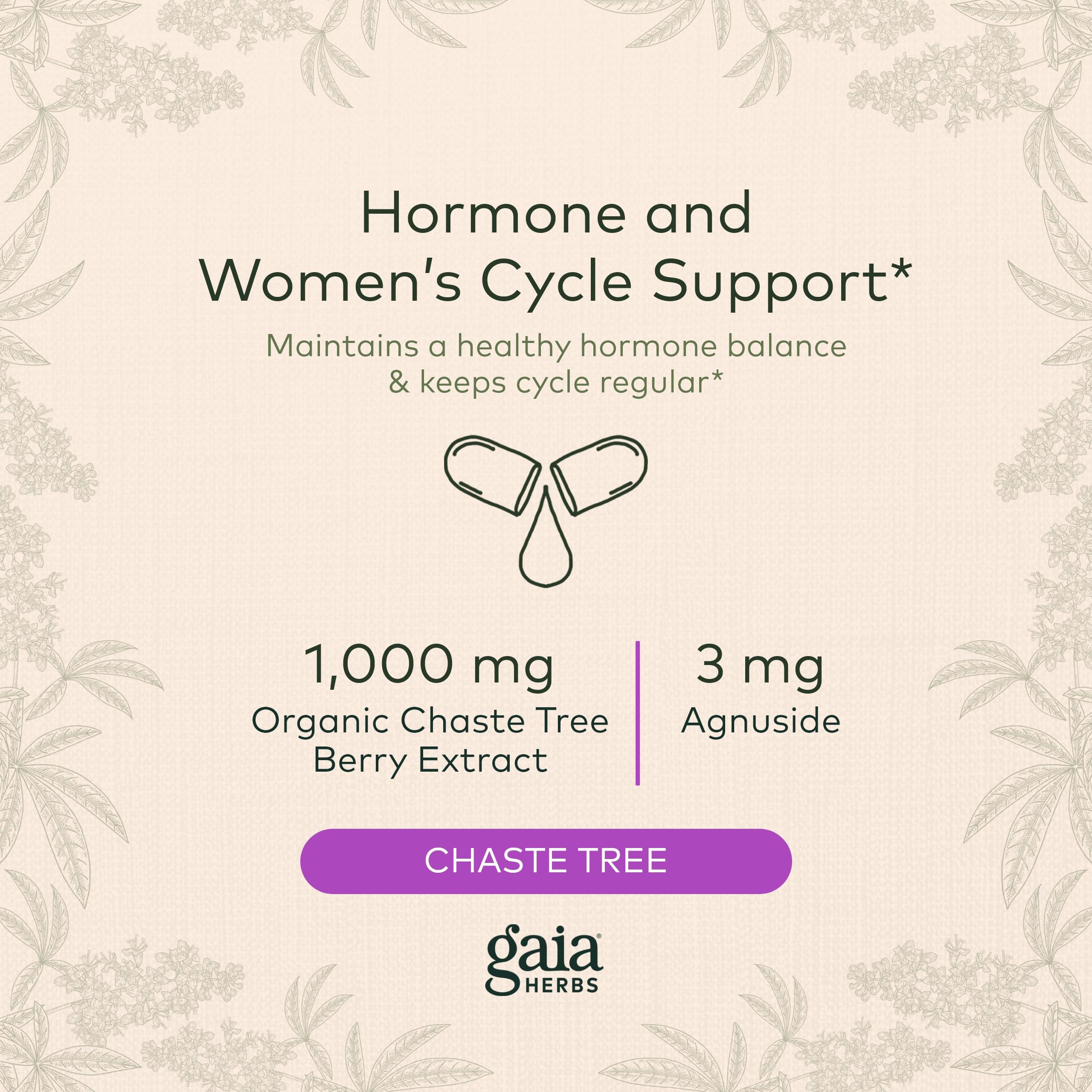 Gaia Herbs Vitex Berry (Chaste Tree) - Supports Hormone Balance & Fertility Gaia HerbsBuy Supplements Australia