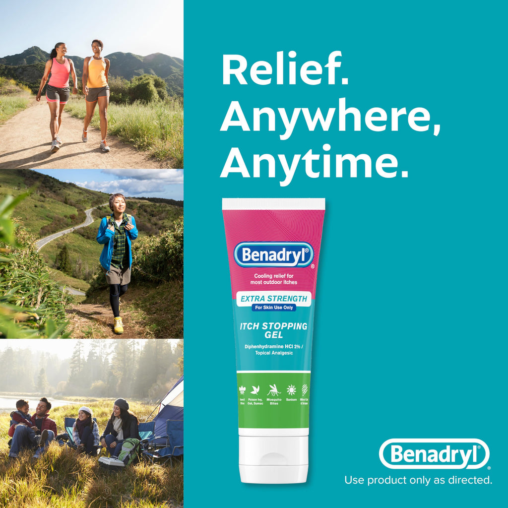 Benadryl Extra Strength Anti Itch Relief Gel, 2% Diphenhydramine HCl, Relief from Insect Bites, Sunburn & More, Great for Camping Essentials, 3.5 fl oz Benadryl buy supplements Au