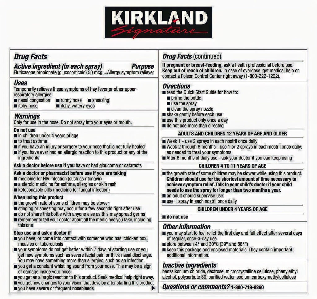 Kirkland Signature Aller-Flo Fluticasone Propionate (Glucorticoid) 5 Bottles x 120 Metered Sprays 0.54 Fl OZ per Bottle (15.8 mL x 5) 2.70 OZ Total (79 mL Total) 600 Total Sprays Total, 1-Pack KIRKLAND buy supplements Au