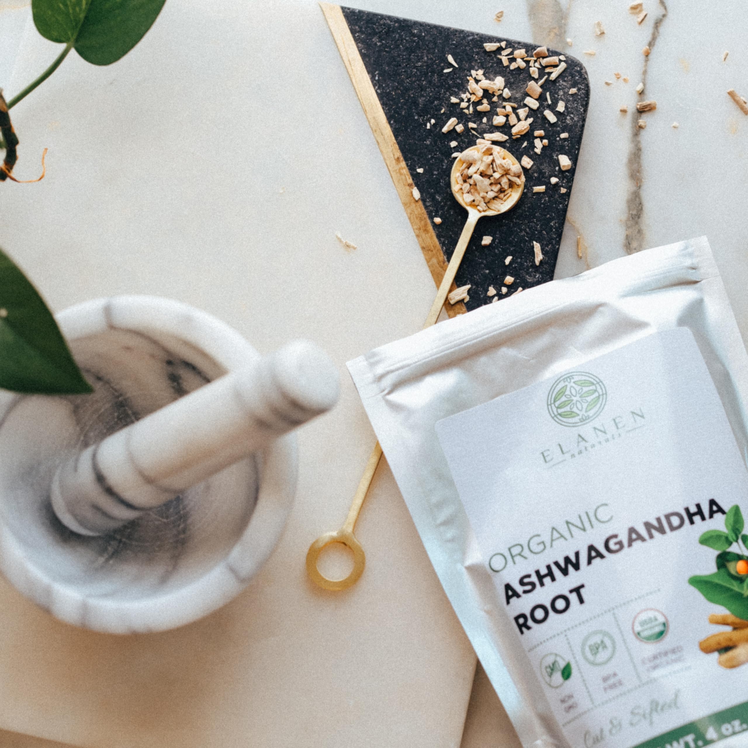 Elanen Naturals Organic Ashwagandha Root 4 oz. (113g), USDA Certified Organic Ashwagandha Root Loose Leaf Tea, Dried Withania somnifera, Cut & Sifted Elanen NaturalsBuy Supplements Australia