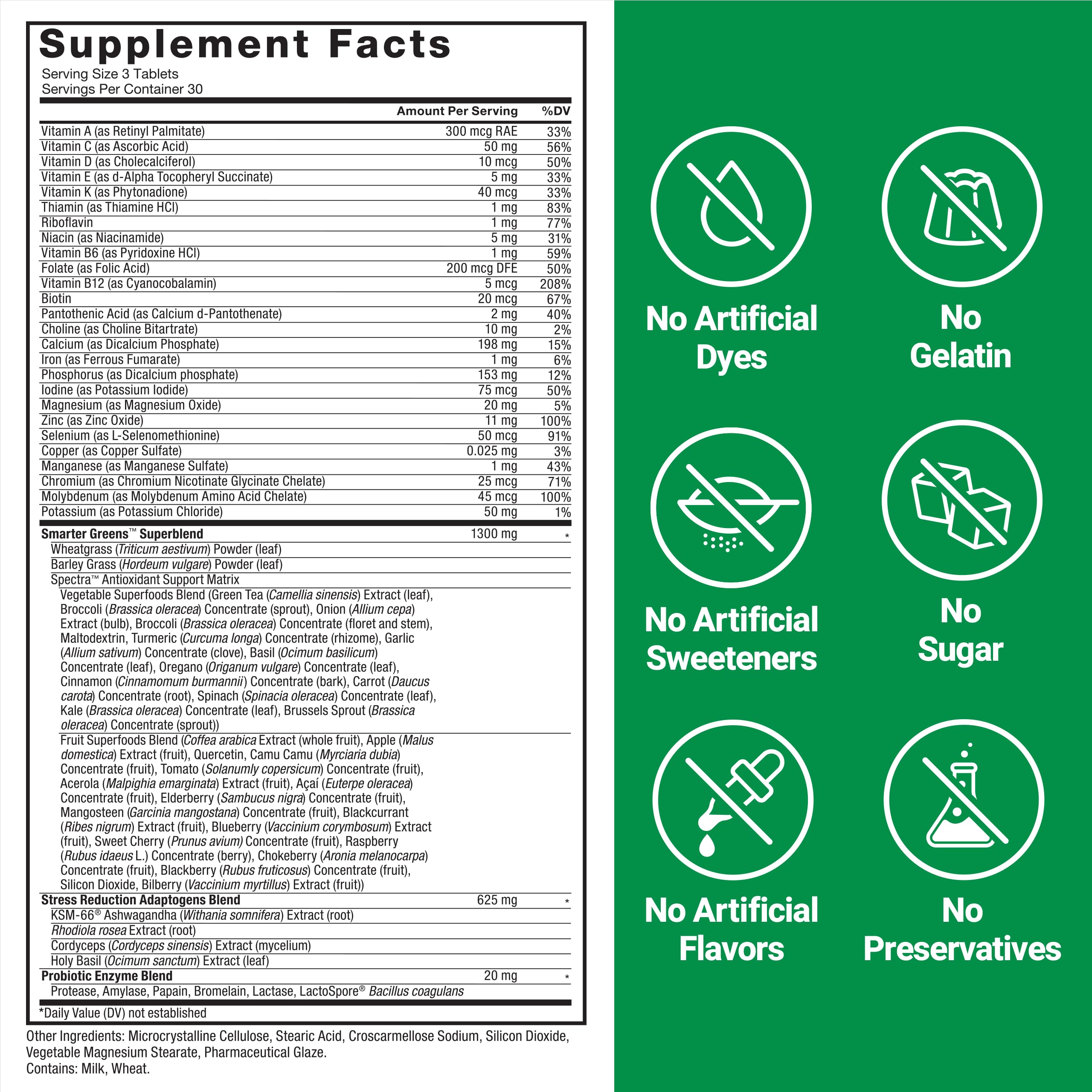 FORCE FACTOR Smarter Greens Tablets, Greens Supplement with 25+ Superfoods and Antioxidants to Improve Digestion, Reduce Stress, Strengthen Immunity, and Support Metabolism, 90 Tablets Force FactorBuy Supplements Australia